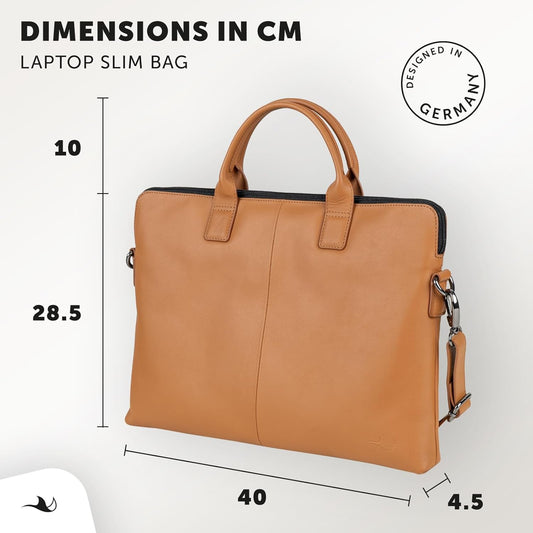 MANTA Echtleder Laptoptasche 14-Zoll Oder 16-Zoll, Aktentasche Handgearbeitet, Notebooktasche Aus Leder, Edle Businesstasche, Stilvolle Umhängetasche, Dokumententasche, Schultertasche, Laptop-Sleeve