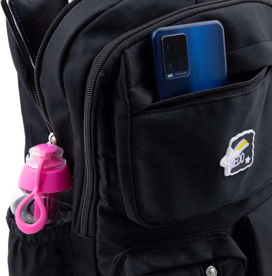 Little Angel Großer Schulrucksack Mädchen Teenager – Rucksack Für Schule & Alltag – Rosa Oder Schwarz – Viel Stauraum, Regenbogen Design, Laptopfach – Leicht, Wasserabweisend, Gepolstert