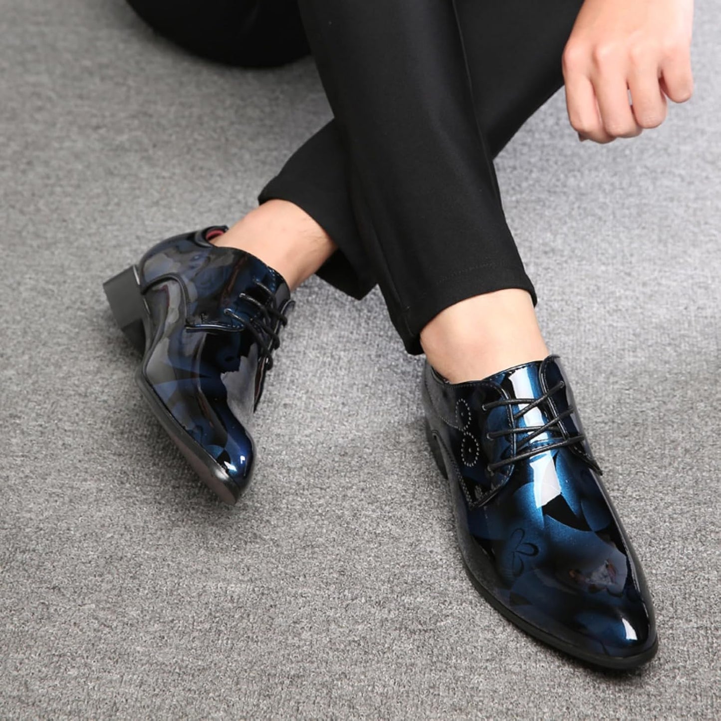 Anzugschuhe Herren Oxford Derby Schuhe Brogues Lederschuhe Hochzeitsschuhe Schnürhalbschuhe Klassischer Business Schnürschuh Blau Gold Grau Rot Schwarz Braun Khaki 37-48