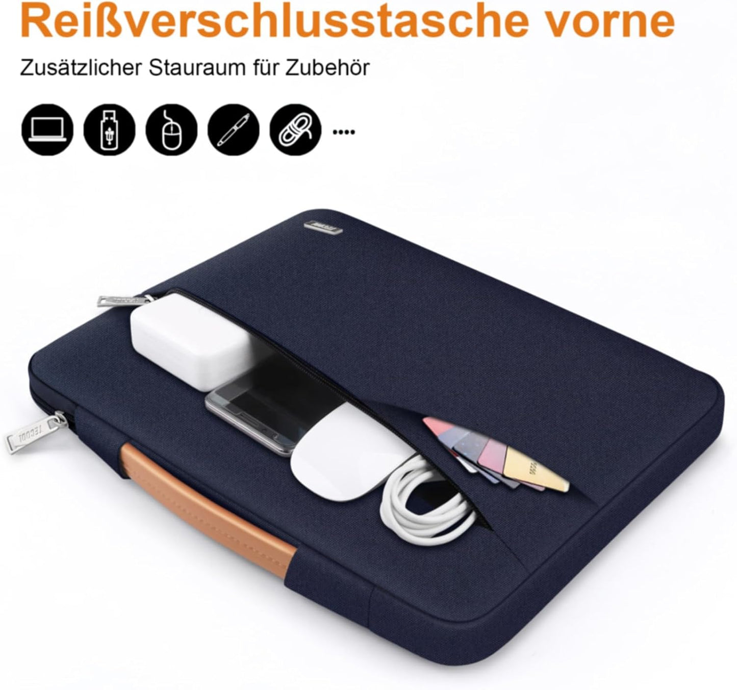 TECOOL 13 Zoll Laptoptasche Hülle Für Macbook Air 13 13,6 M4 M3 M2(2022-2025), Macbook Air 13 M1(2018-2021), Macbook Pro 13(2016-2022), 13-Zoll Ipad Pro/Air Tasche, Surface Pro 10/9/8/X, Dunkelblau