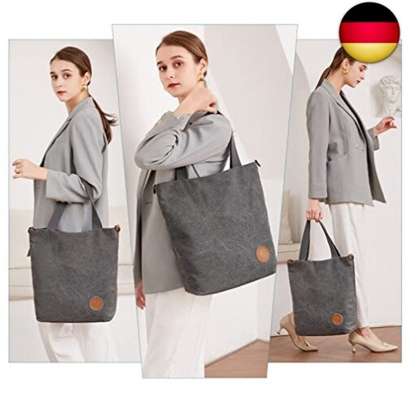 JANSBEN Damen Canvas Handtasche Schultertasche Casual Multifunktiona