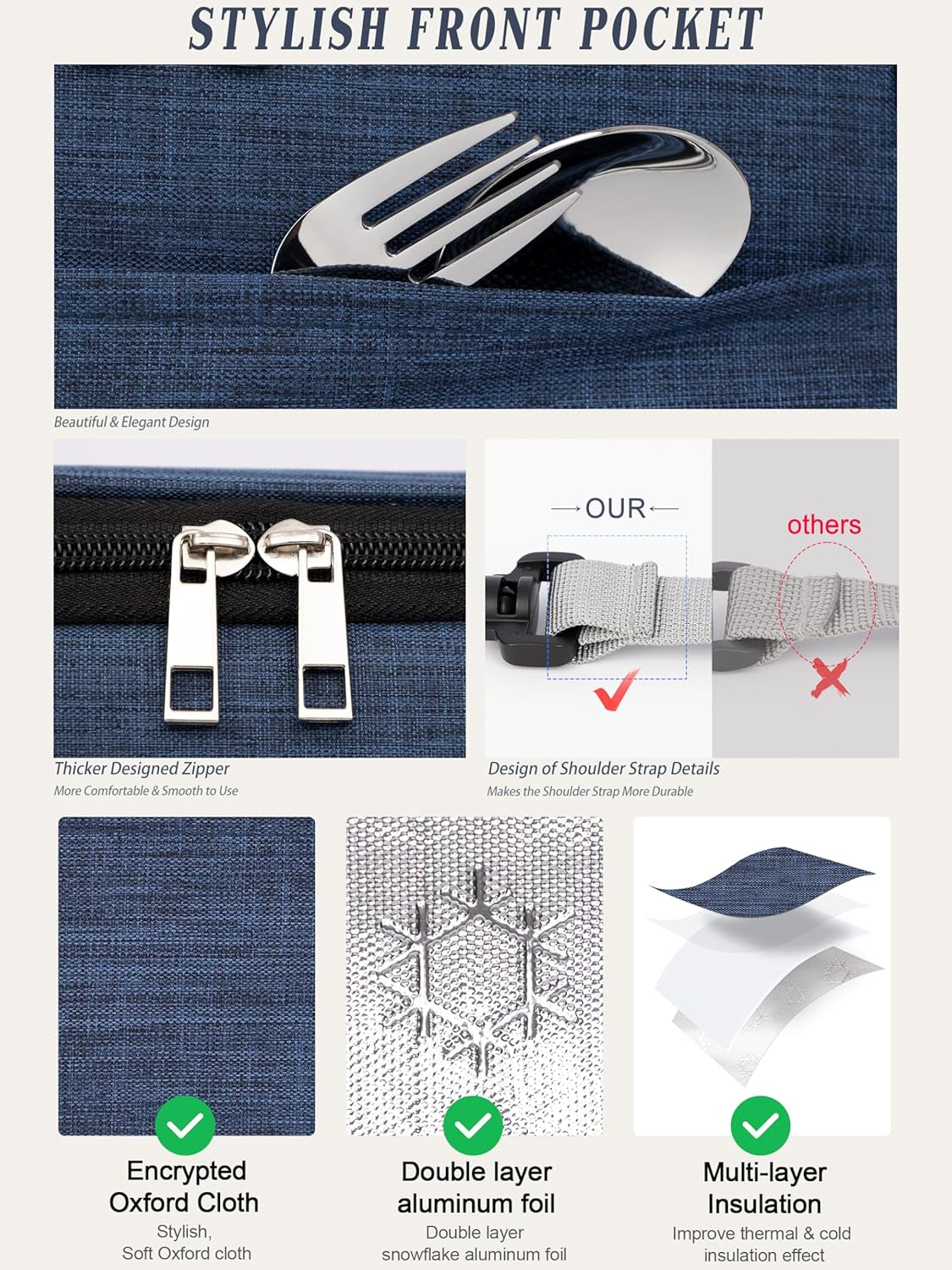 BALIGO Kühltasche 9L, Lunchbox Tasche, Lunchtasche Isoliert, Faltbar Kleine Kühltasche, Lunchbag, Lunch Tasche, Tragbar Lunchbox Tasche Arbeit Reisen Büro Picknick