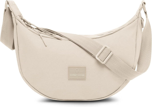 Johnny Urban Crossbody Bag Damen & Herren Beige - Ally Medium - Moon Bag Design - Umhängetasche Im Halbmond Stil - Halbrunde Tasche Mit Verstellbarem Gurt - Wasserabweisend