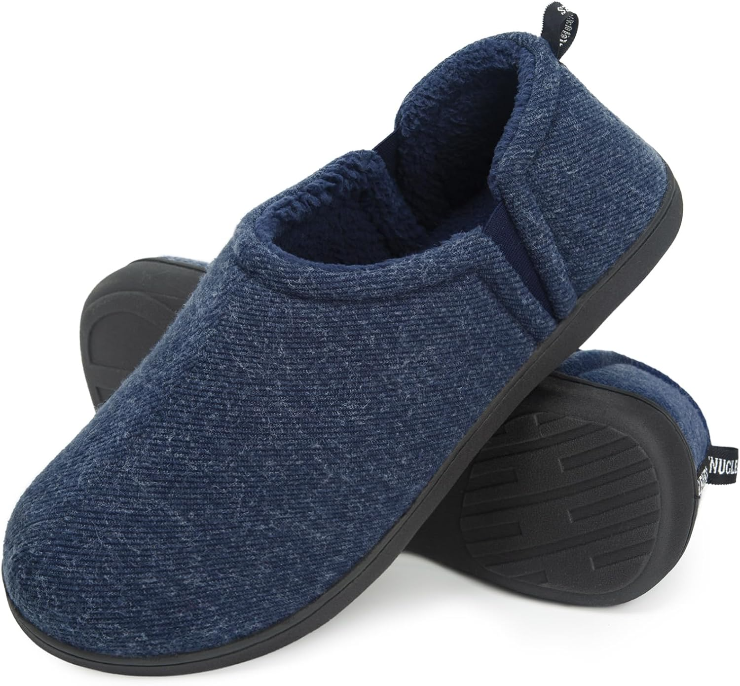 Snug Leaves Herren Fuzzy Kunstwolle Memory Foam Hausschuhe Anti-Rutsch Warm Kunst-Sherpa Hausschuhe Mit Doppelseitigen Elastischen Einsätzen