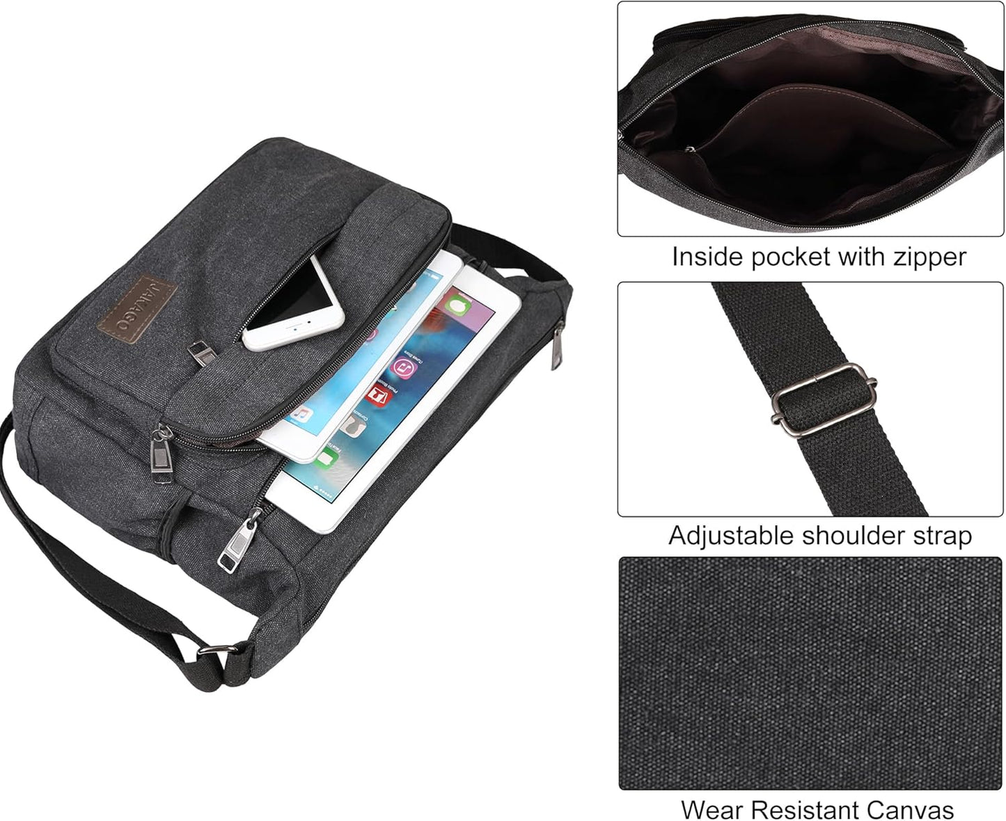 Wasserdichte Umhängetasche Herren,Multi-Tasche Aus Segeltuch,Arbeit Taschen Für Herren & Damen,Für Outdoor,Camping,Reisen,Arbeiten,Täglicher Gebrauch