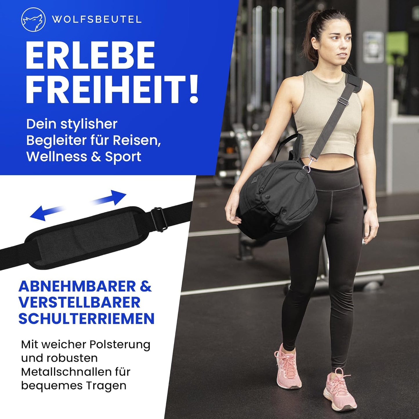 𝗪𝗢𝗟𝗙𝗦𝗕𝗘𝗨𝗧𝗘𝗟® 50L Sporttasche & Reisetasche Für Damen & Herren Mit Schuhfach & Nassfach | Wasserdicht/Wasserabweisend | Schultergurt Weekender Badetasche Schwimmtasche Gym Bag Duffle Bag