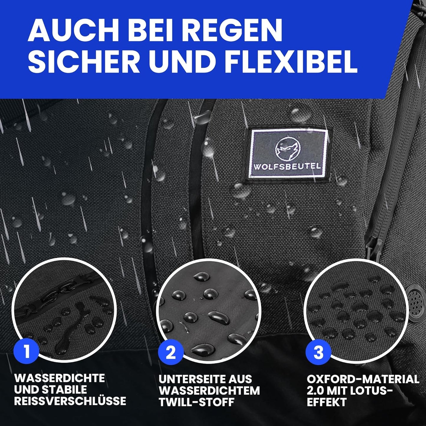 𝗪𝗢𝗟𝗙𝗦𝗕𝗘𝗨𝗧𝗘𝗟® 50L Sporttasche & Reisetasche Für Damen & Herren Mit Schuhfach & Nassfach | Wasserdicht/Wasserabweisend | Schultergurt Weekender Badetasche Schwimmtasche Gym Bag Duffle Bag