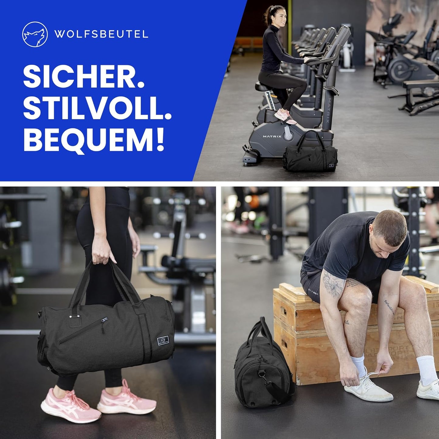 𝗪𝗢𝗟𝗙𝗦𝗕𝗘𝗨𝗧𝗘𝗟® 50L Sporttasche & Reisetasche Für Damen & Herren Mit Schuhfach & Nassfach | Wasserdicht/Wasserabweisend | Schultergurt Weekender Badetasche Schwimmtasche Gym Bag Duffle Bag