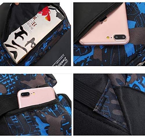 Asge Rucksack Jungen Schulrucksack Mädchen Teenager Jugendliche Coole Schule Daypacks Kinder Reflektierender Schultasche Outdoor Camping Groß Schulranzen Wasserdicht Ranzen Schultertaschen Set