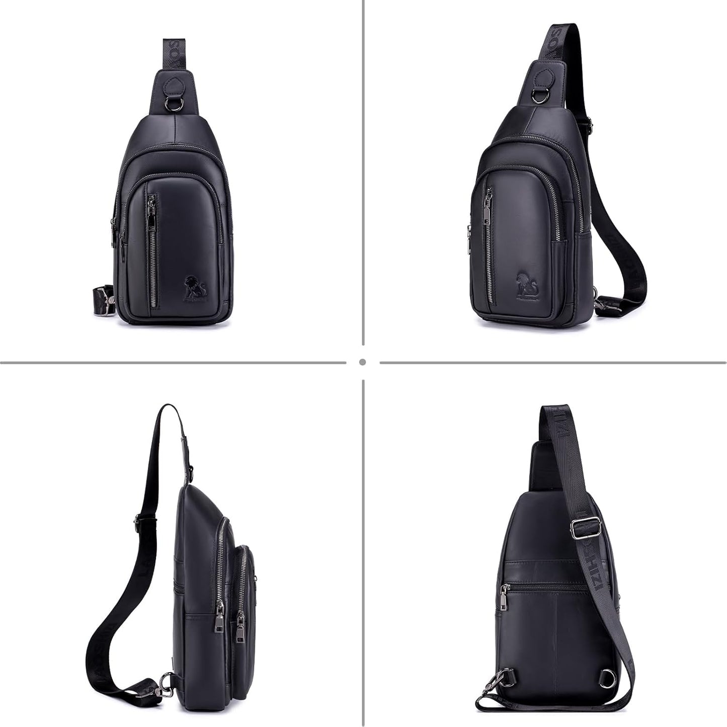 Pundarika Umhängetasche Herren Leder Brusttasche Herren Sling Bag,Männer Tasche Echtes Leder Crossbody Bag,Tasche Schultertasch Multifunktional,Verstellbarer Schultergurt