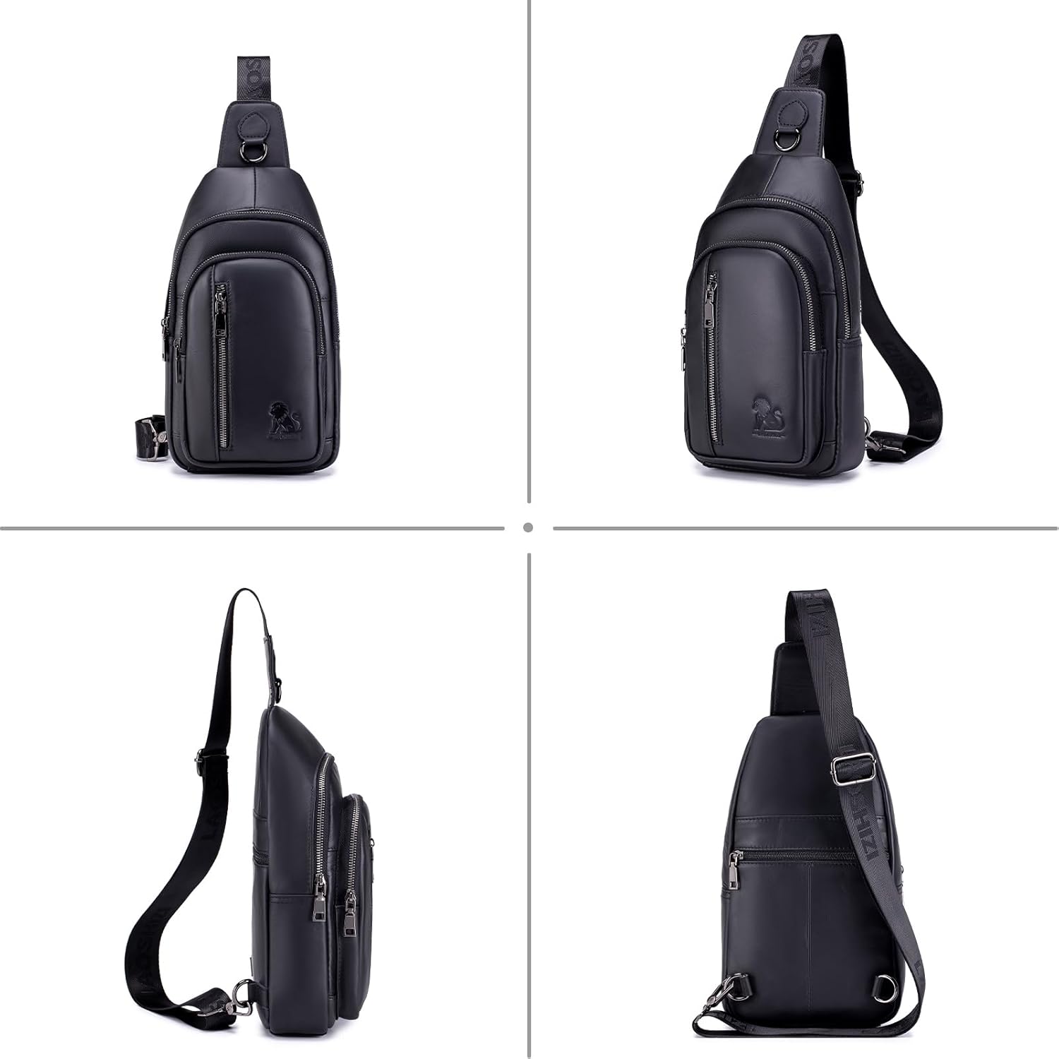 Pundarika Umhängetasche Herren Leder Brusttasche Herren Sling Bag,Männer Tasche Echtes Leder Crossbody Bag,Tasche Schultertasch Multifunktional,Verstellbarer Schultergurt