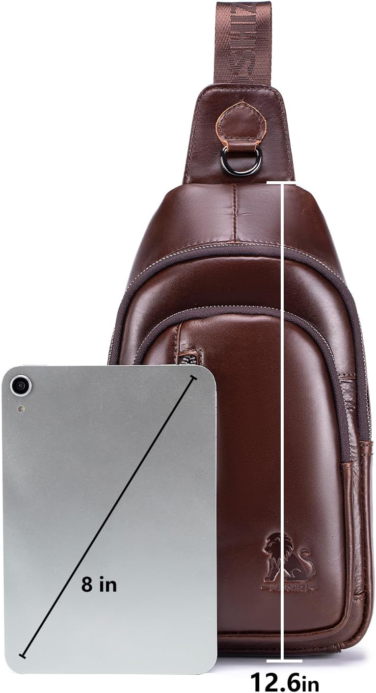 Pundarika Umhängetasche Herren Leder Brusttasche Herren Sling Bag,Männer Tasche Echtes Leder Crossbody Bag,Tasche Schultertasch Multifunktional,Verstellbarer Schultergurt