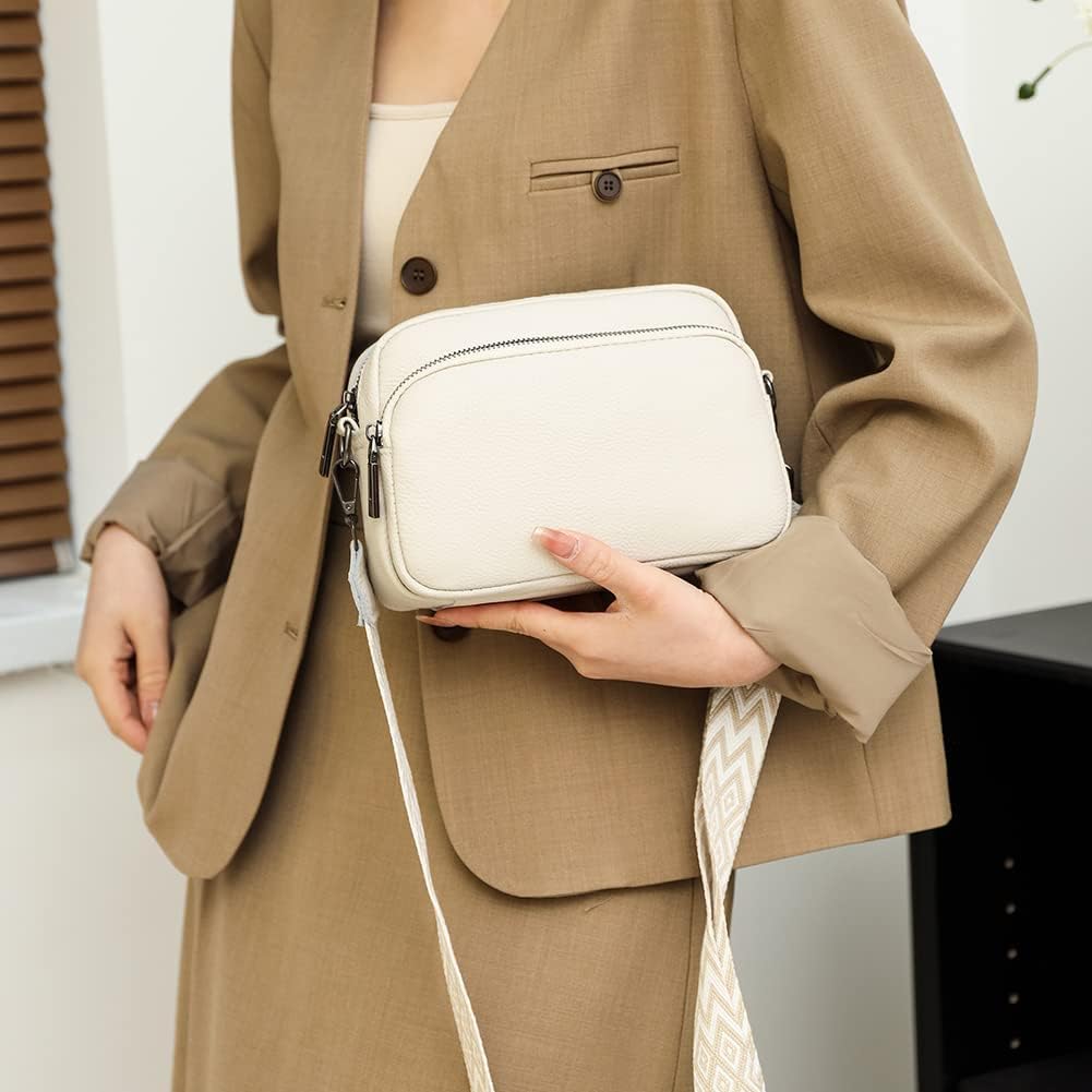 TIAASTAP Damen Handy Umhängetasche Echtes Leder Crossbody Bag Damen Handytasche Zum Umhängen, Umhängetasche Damen Klein Moderne Taschen Mit Breitem Schultergurt U 3 Fächern