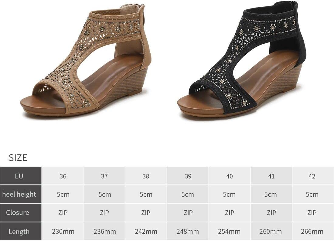 FRALOSHA Sandalen Damen Keilsandalen Sommer Offene Zehen Lässig Mit Absatz Strandsandalen Plateau Sommerschuhe