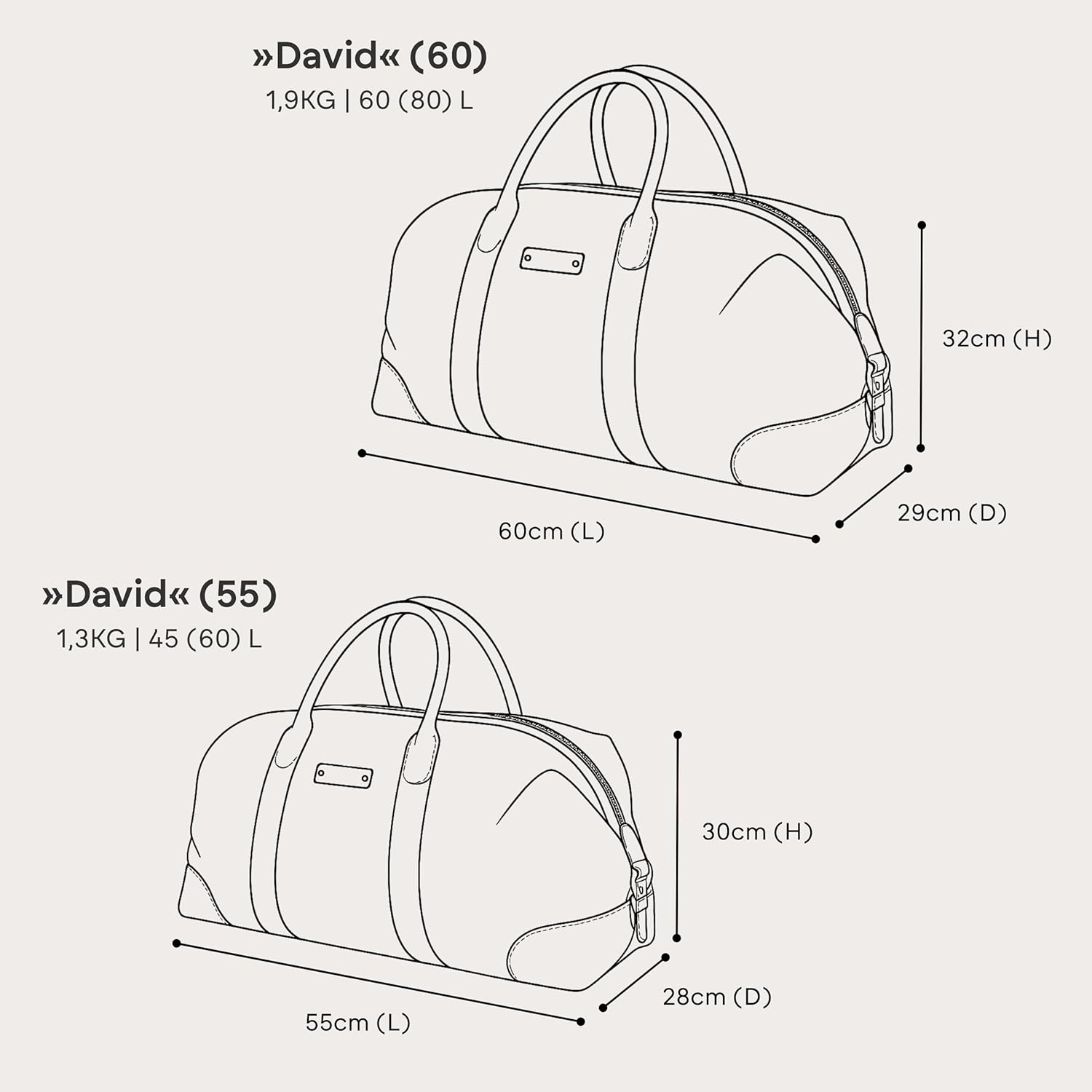 DRAKENSBERG Canvas Leder Weekender 'David' (55Cm) Reisetasche Herren Damen, Wasserabweisend, Erweiterbar | 45L, Marine-Blau, DR00156-M