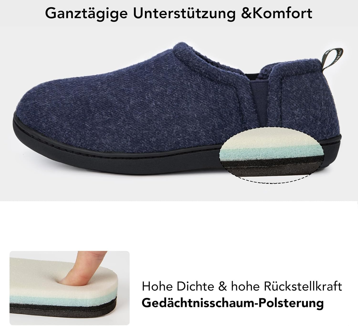 Snug Leaves Herren Fuzzy Kunstwolle Memory Foam Hausschuhe Anti-Rutsch Warm Kunst-Sherpa Hausschuhe Mit Doppelseitigen Elastischen Einsätzen