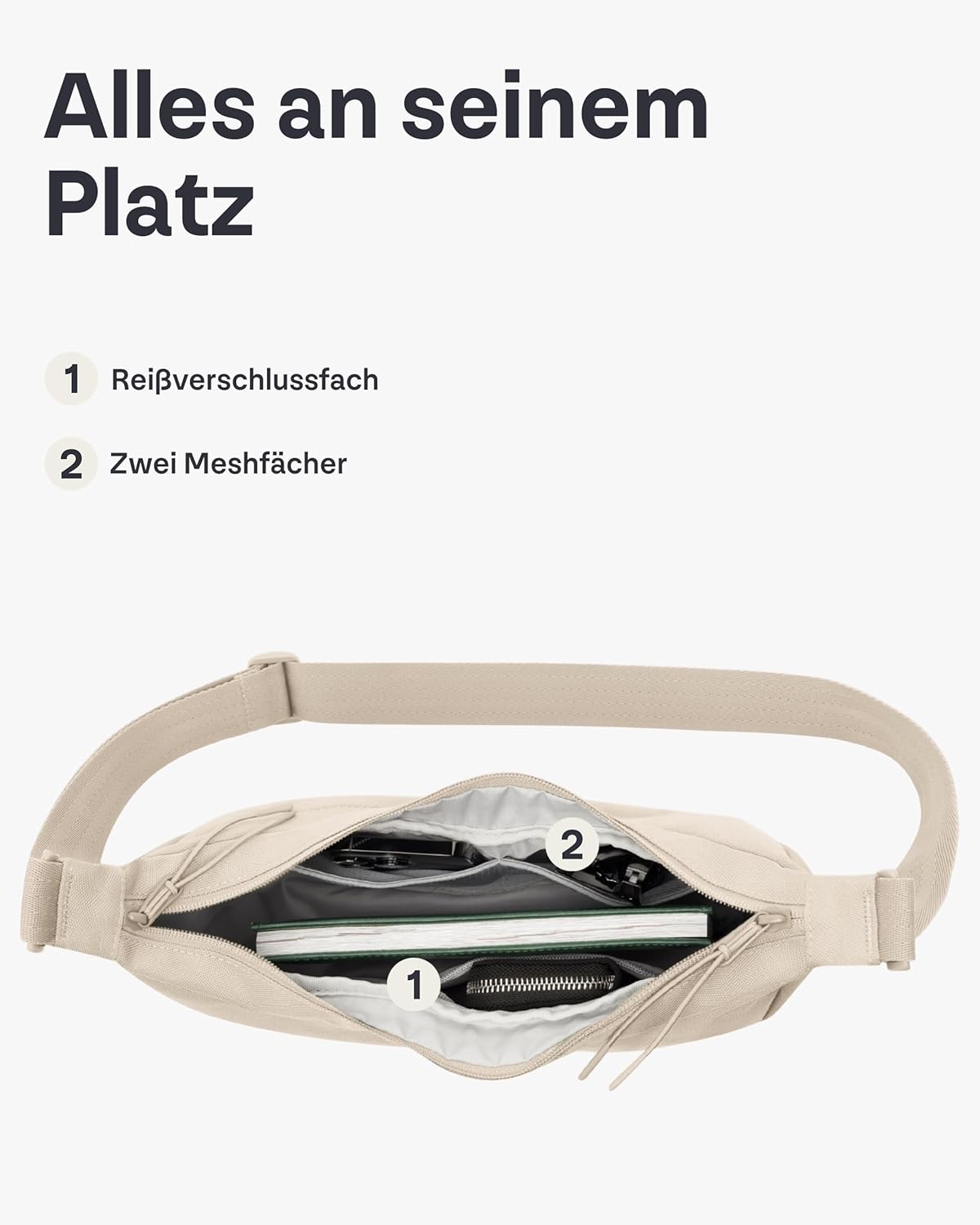 Johnny Urban Crossbody Bag Damen & Herren Beige - Ally Medium - Moon Bag Design - Umhängetasche Im Halbmond Stil - Halbrunde Tasche Mit Verstellbarem Gurt - Wasserabweisend