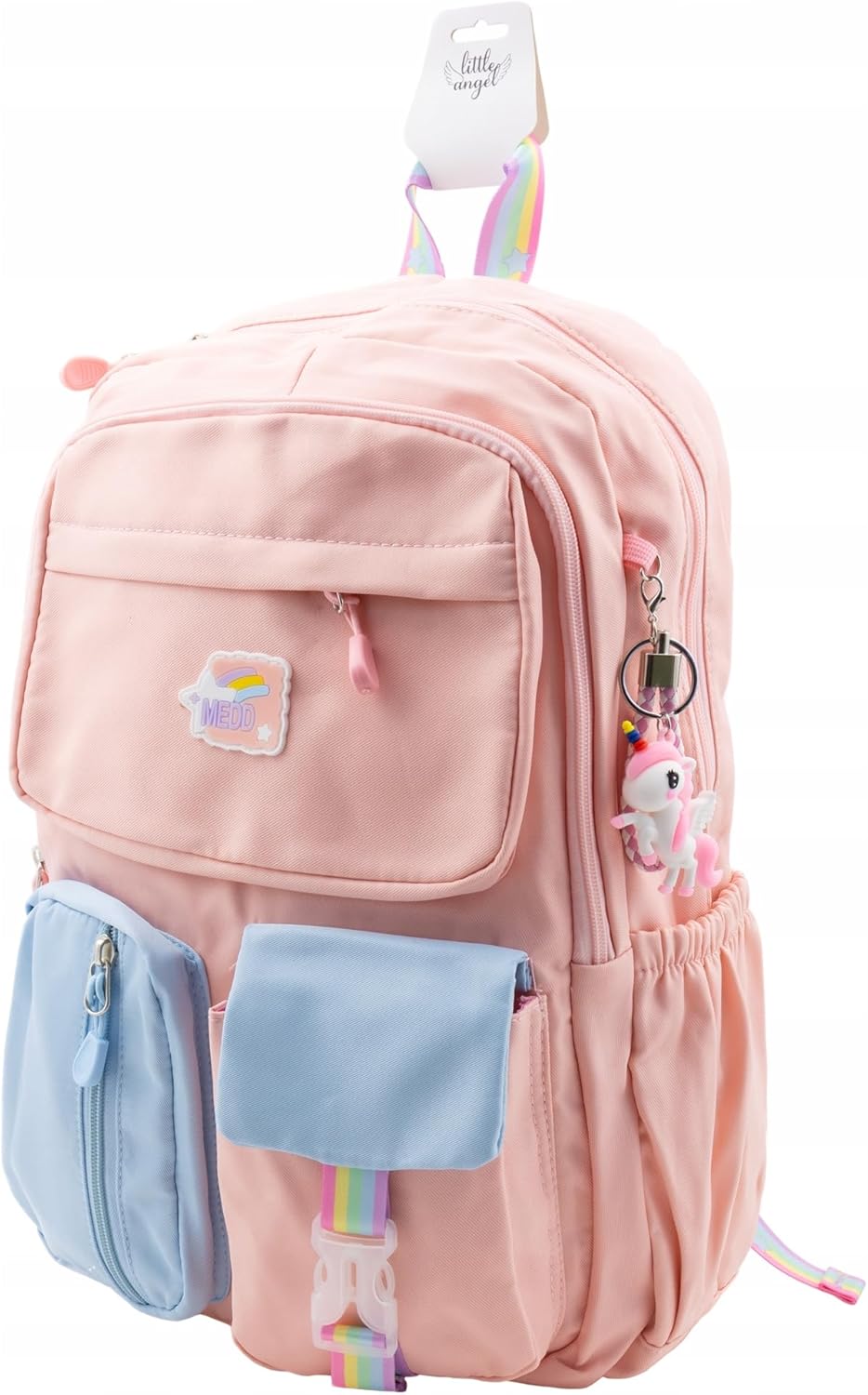 Little Angel Großer Schulrucksack Mädchen Teenager – Rucksack Für Schule & Alltag – Rosa Oder Schwarz – Viel Stauraum, Regenbogen Design, Laptopfach – Leicht, Wasserabweisend, Gepolstert