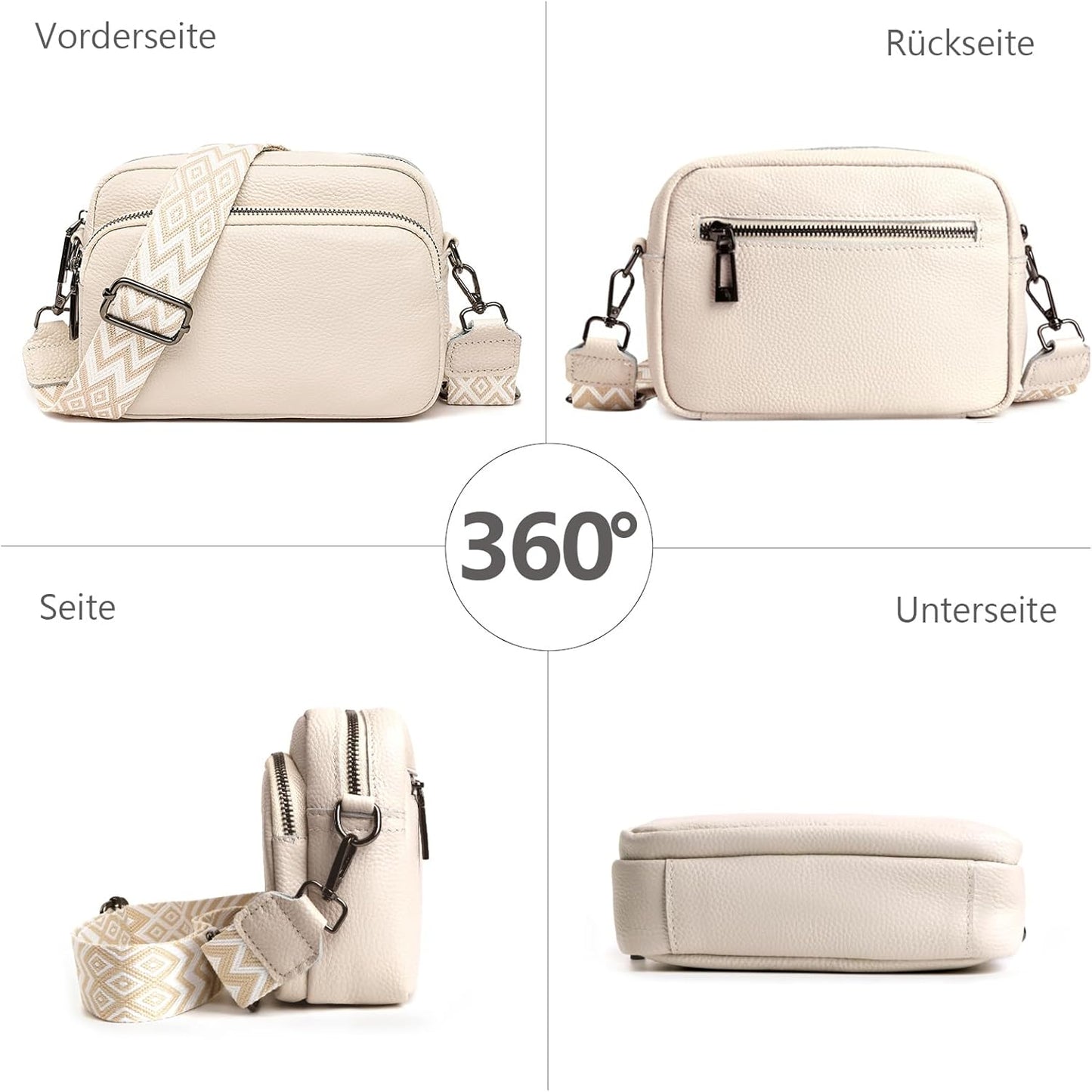 TIAASTAP Damen Handy Umhängetasche Echtes Leder Crossbody Bag Damen Handytasche Zum Umhängen, Umhängetasche Damen Klein Moderne Taschen Mit Breitem Schultergurt U 3 Fächern