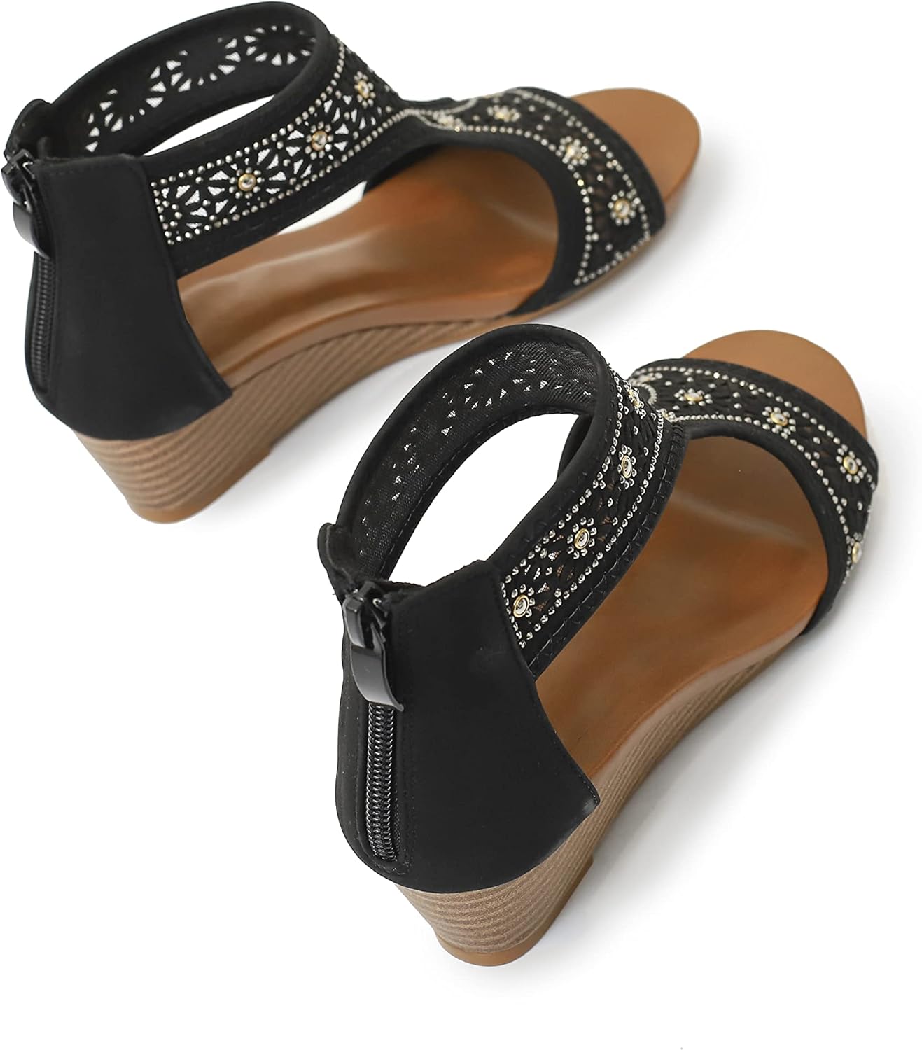 FRALOSHA Sandalen Damen Keilsandalen Sommer Offene Zehen Lässig Mit Absatz Strandsandalen Plateau Sommerschuhe