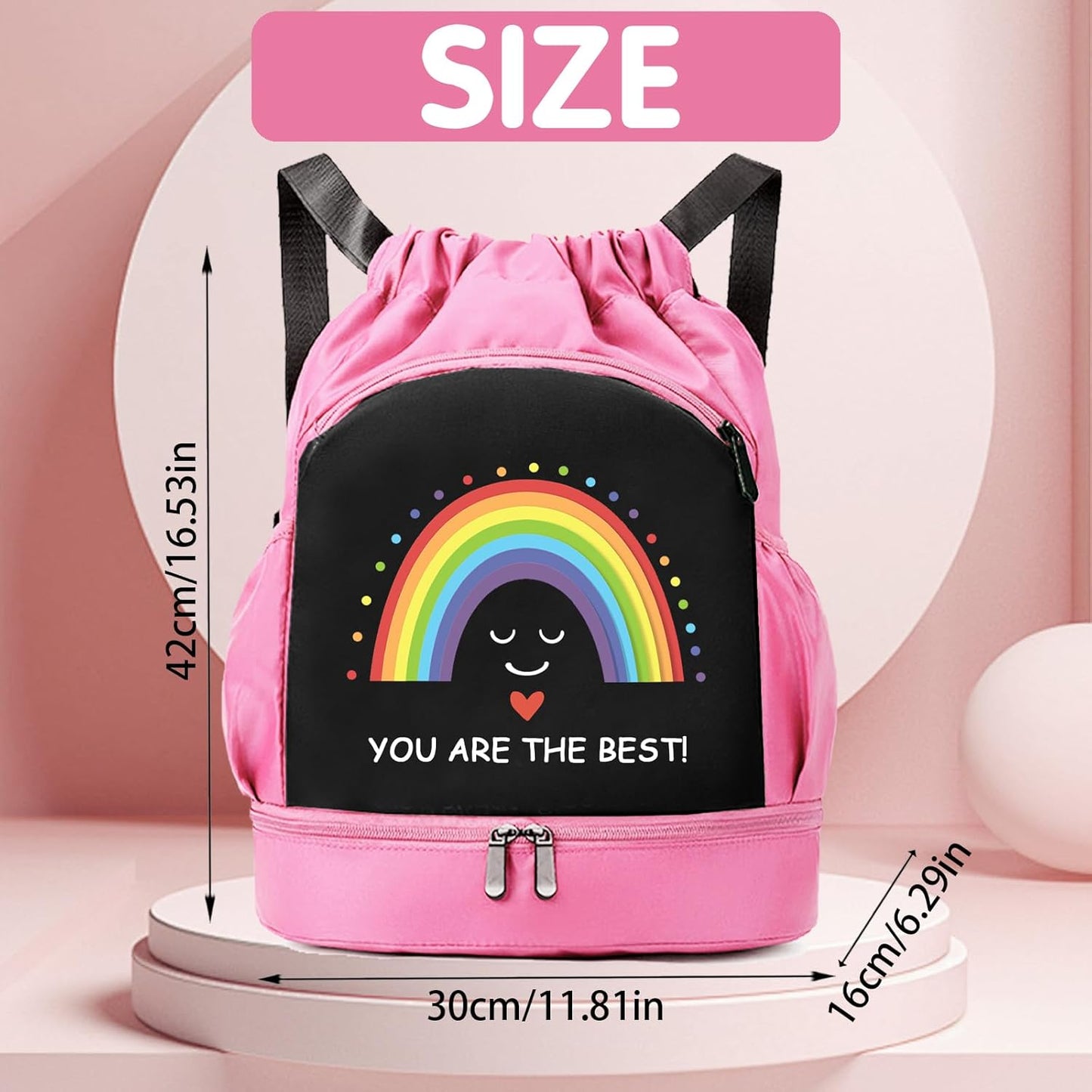 Schwimmtasche Kinder, Wasserdichter Rucksack Mit Bodenfach, Sportbeutel Mit Kordelzug, Kinder-Turnbeutel Gym Bag Mädchen Junge