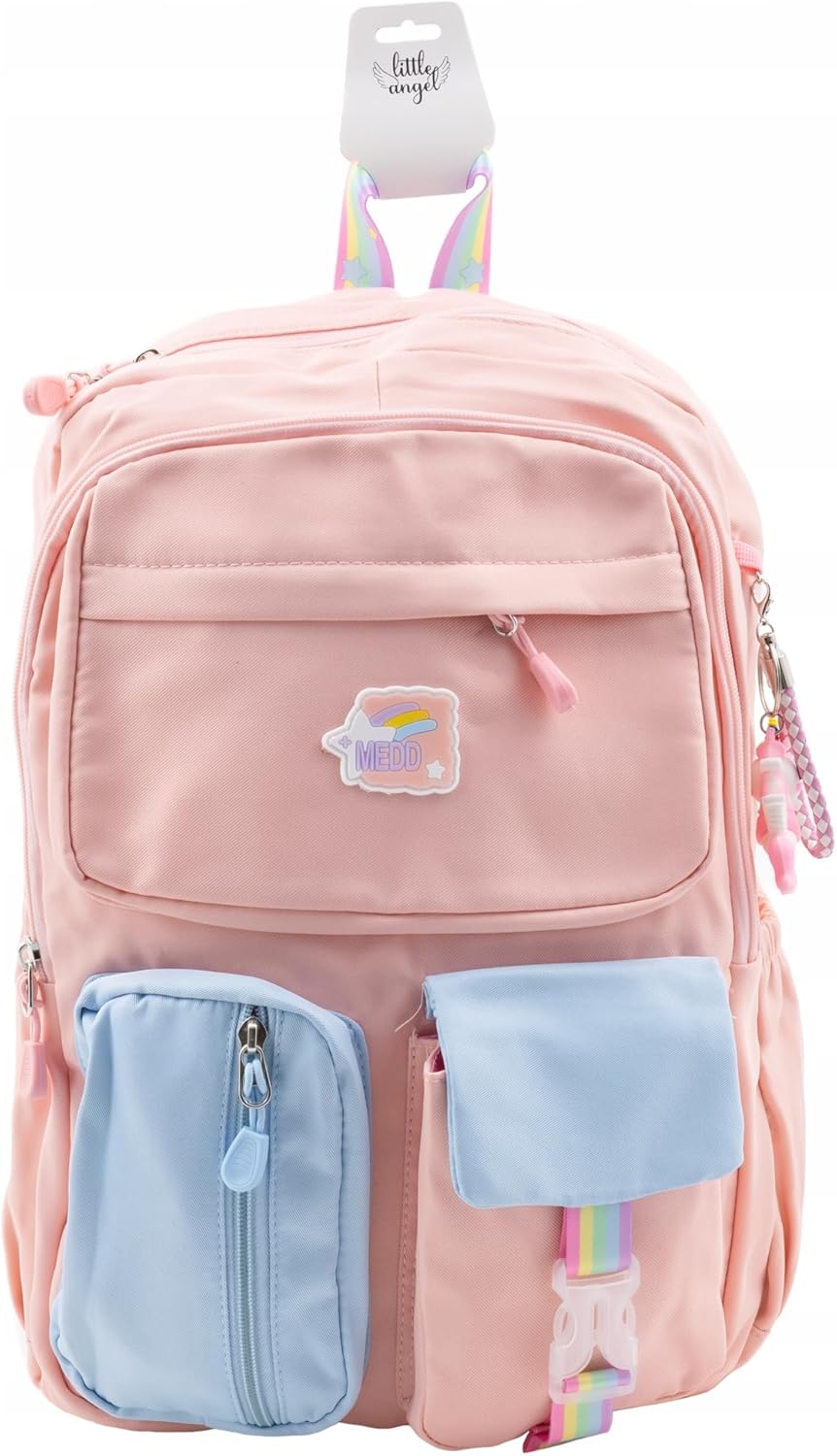 Little Angel Großer Schulrucksack Mädchen Teenager – Rucksack Für Schule & Alltag – Rosa Oder Schwarz – Viel Stauraum, Regenbogen Design, Laptopfach – Leicht, Wasserabweisend, Gepolstert