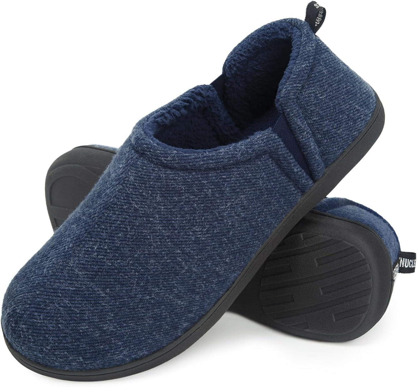 Snug Leaves Herren Fuzzy Kunstwolle Memory Foam Hausschuhe Anti-Rutsch Warm Kunst-Sherpa Hausschuhe Mit Doppelseitigen Elastischen Einsätzen