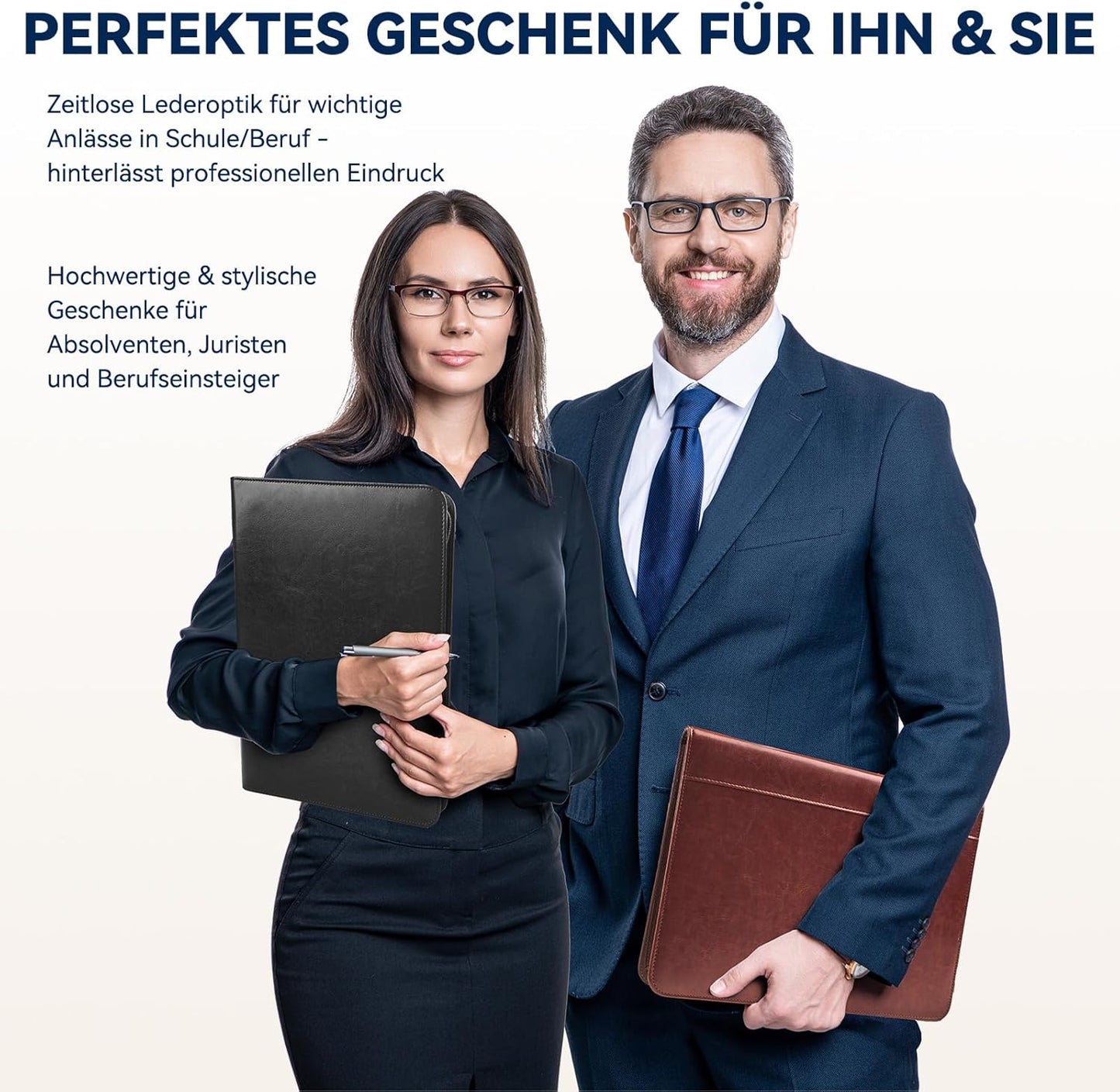 NEWYES Dokumentenmappe A4, Wasserabweisend Mit Reißverschluss &Klemmbrett, Kunstleder Mappe Ideal Für Geschäftsreisen, Lehrer Als Herrengeschenk Oder Für Den Büroalltag – Dunkelblau