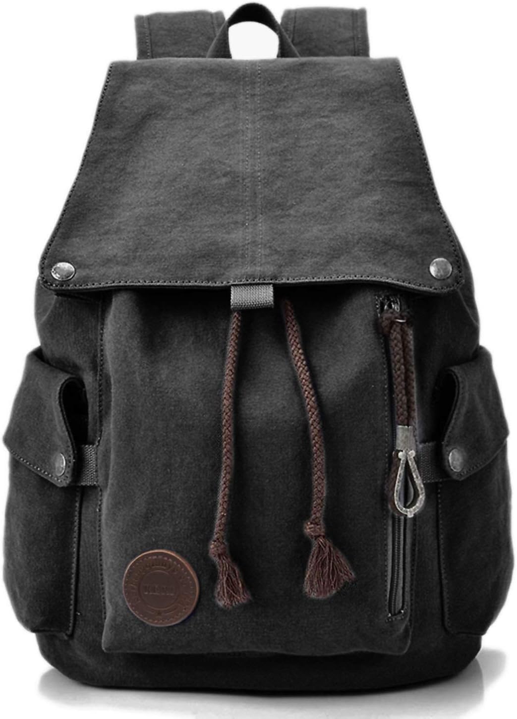 Canvas Leinwand Rucksack Vintage Für Outdoor Camping Außflug Sports Universität Rucksack Wanderrucksack Schultasche Schulrucksack Herren Damen Mädchen Jungen Teenager Rucksäcke (Schwarz)