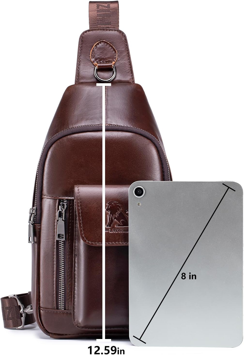 Pundarika Umhängetasche Herren Leder Brusttasche Herren Sling Bag,Männer Tasche Echtes Leder Crossbody Bag,Tasche Schultertasch Multifunktional,Verstellbarer Schultergurt