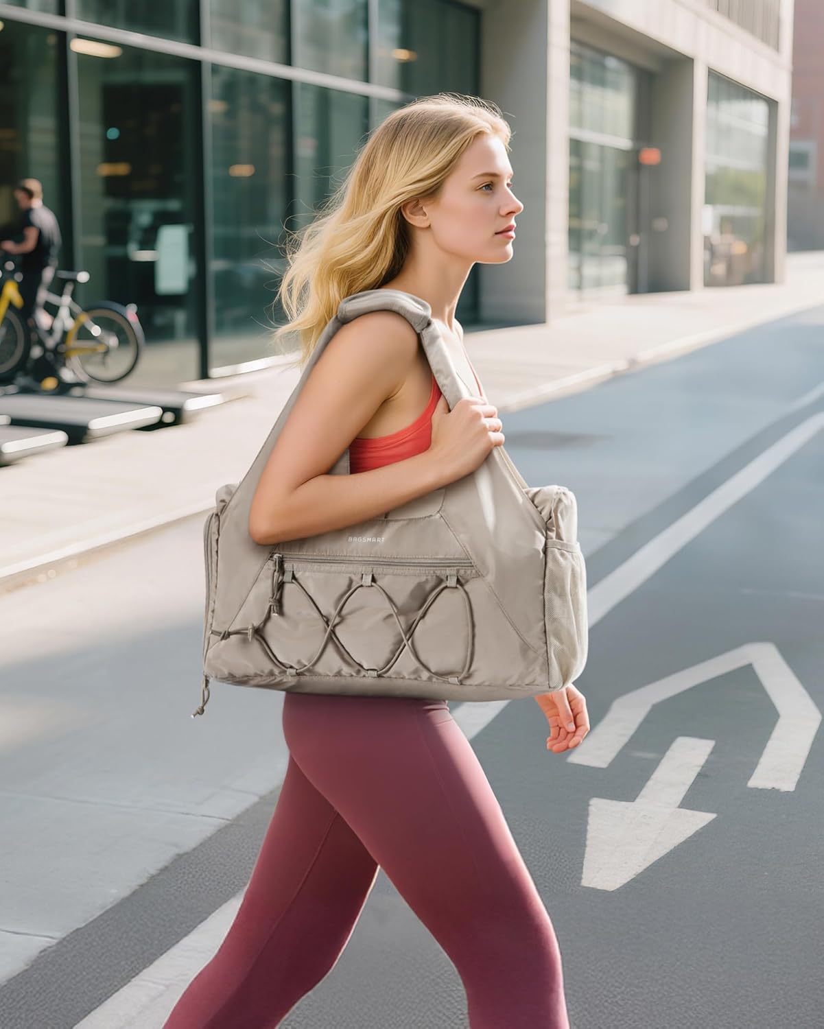 BAGSMART Sporttasche Für Damen, Leichte Reisetasche Mit Schuhfach, Weekender Mit Nassfach, Workout-Yoga-Tragetasche, Rosa