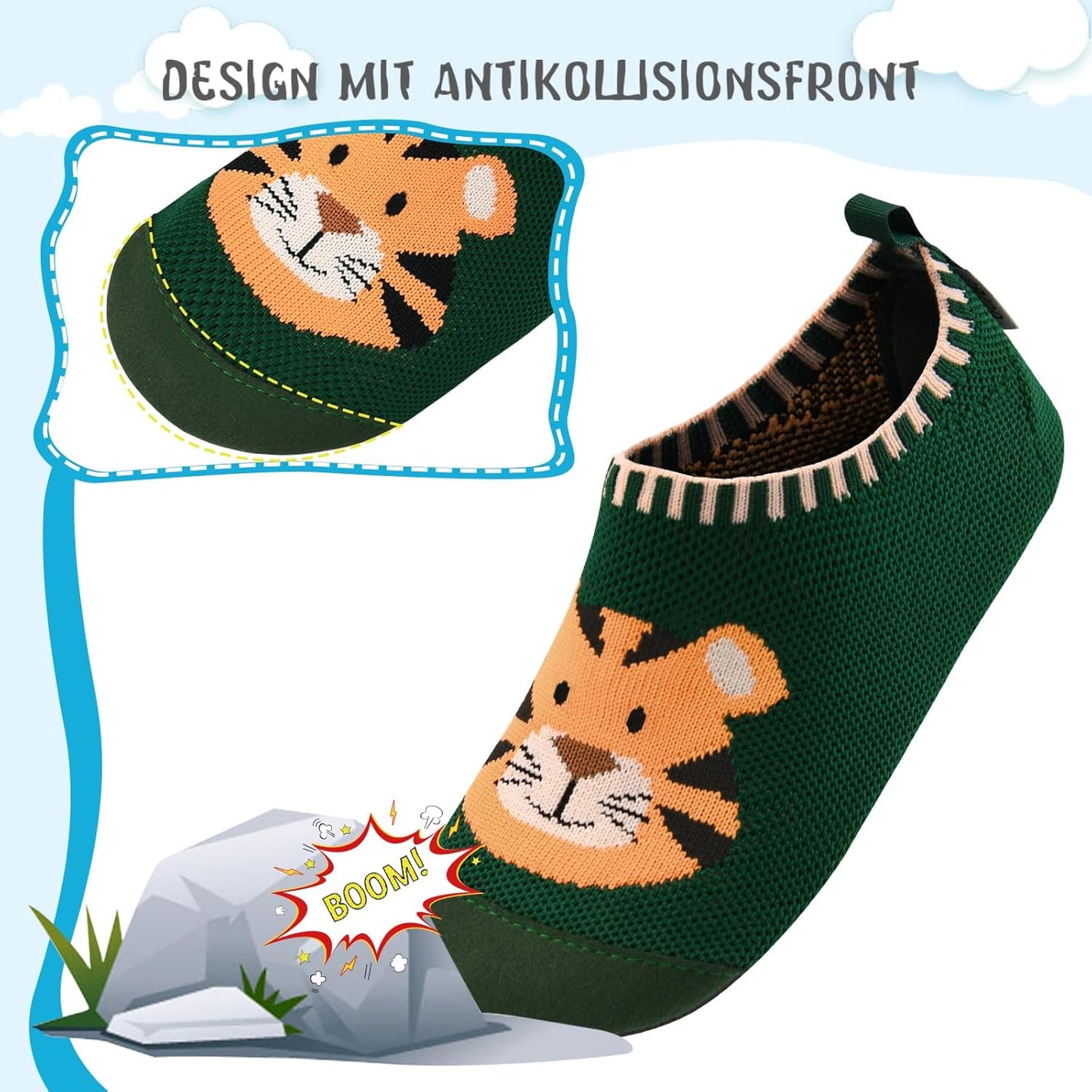 Kyopp Hausschuhe Kinder Mädchen Barfussschuhe Kindergarten Slippers Jungen Rutschfest Pantoffeln Für Atmungsaktive Weich Lauflernschuhe Kleinkinder Schuhe
