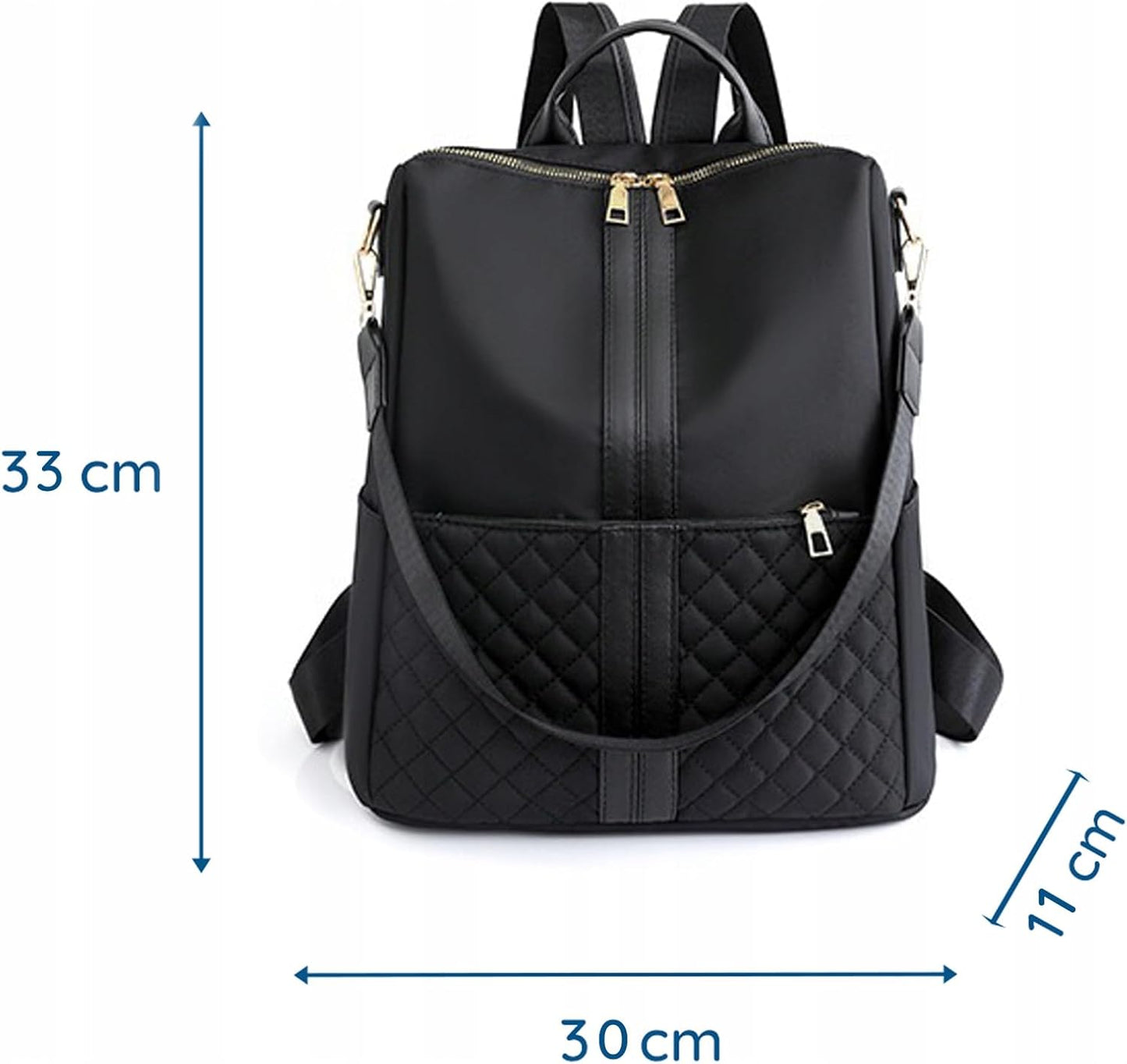 2-In-1 Damen Rucksack Handtasche – Umhängetasche & Rucksack in Einem – Multifunktionale Tasche Für Frauen – Schwarz, Wasserabweisend, Leicht & Elegant – Alltag, Reisen, Büro, Uni, Cityrucksack