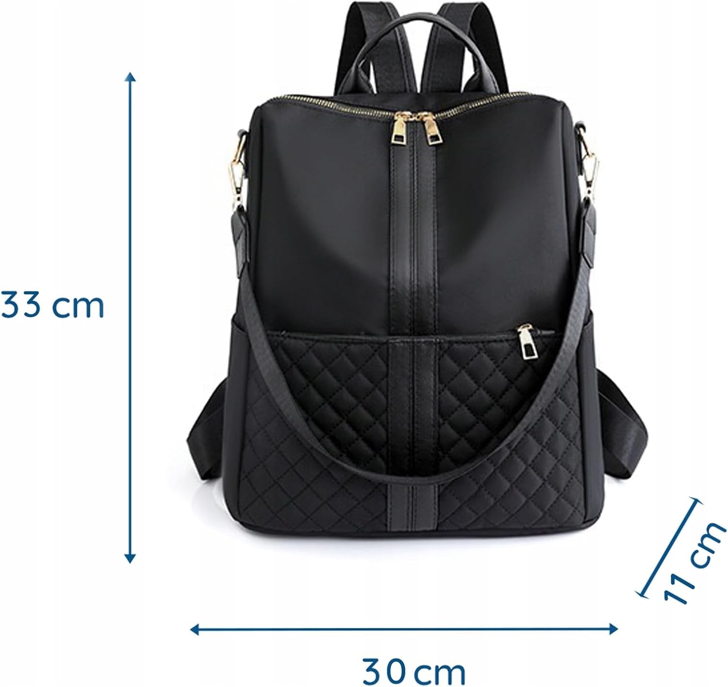 2-In-1 Damen Rucksack Handtasche – Umhängetasche & Rucksack in Einem – Multifunktionale Tasche Für Frauen – Schwarz, Wasserabweisend, Leicht & Elegant – Alltag, Reisen, Büro, Uni, Cityrucksack