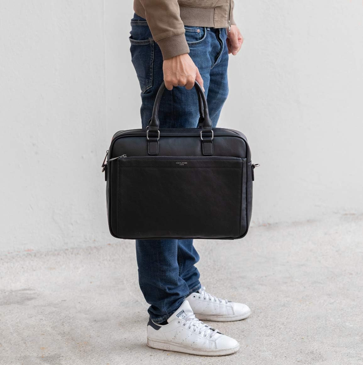 - Herren Große Aktentasche - Mann 15 Zoll Laptoptasche - PU Leder Arbeitstasche Business Handtasche Tragetasche - Henkeltasche Schultertasche Umhängetasche Messenger Bag Briefcase Schwarz