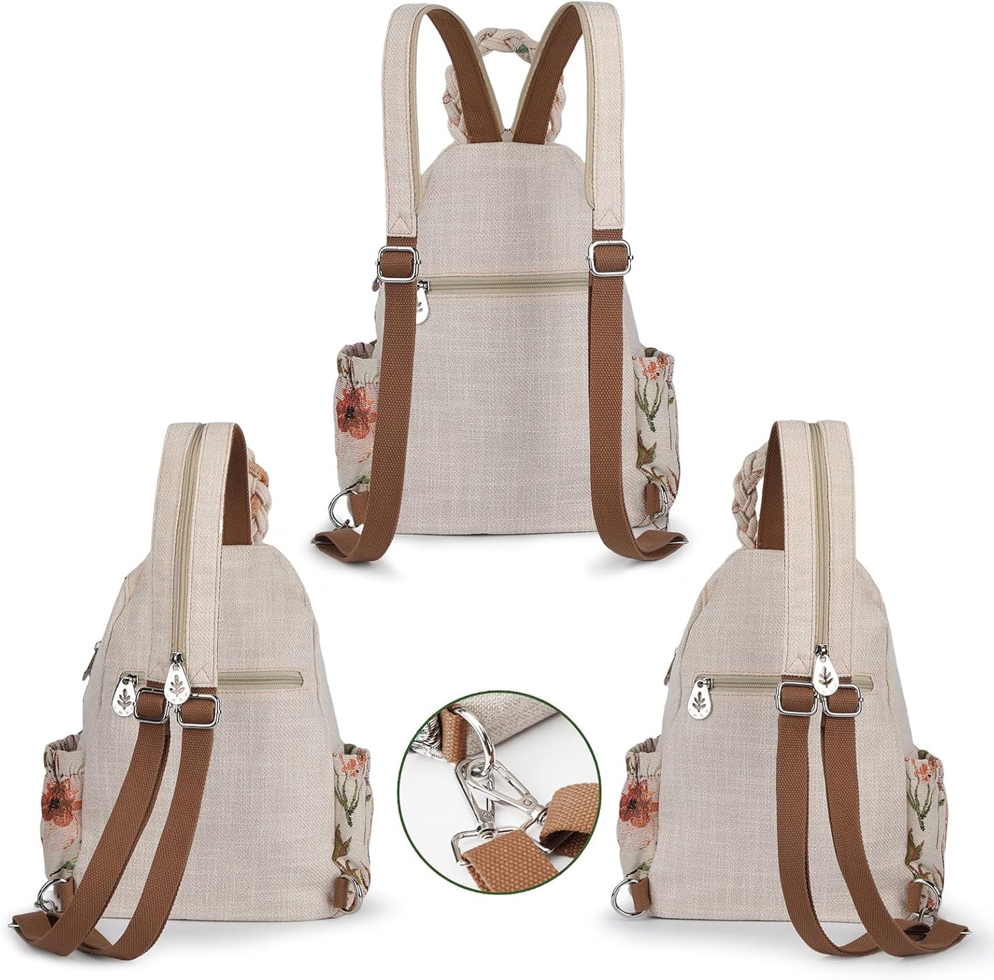 Umwandelbare Umhängetasche Für Mädchen, Handgefertigte Handtasche, Wunderschöner, Hochwertiger, Lässiger Tages-Mini-Rucksack Aus Segeltuch Für Frauen in Grün