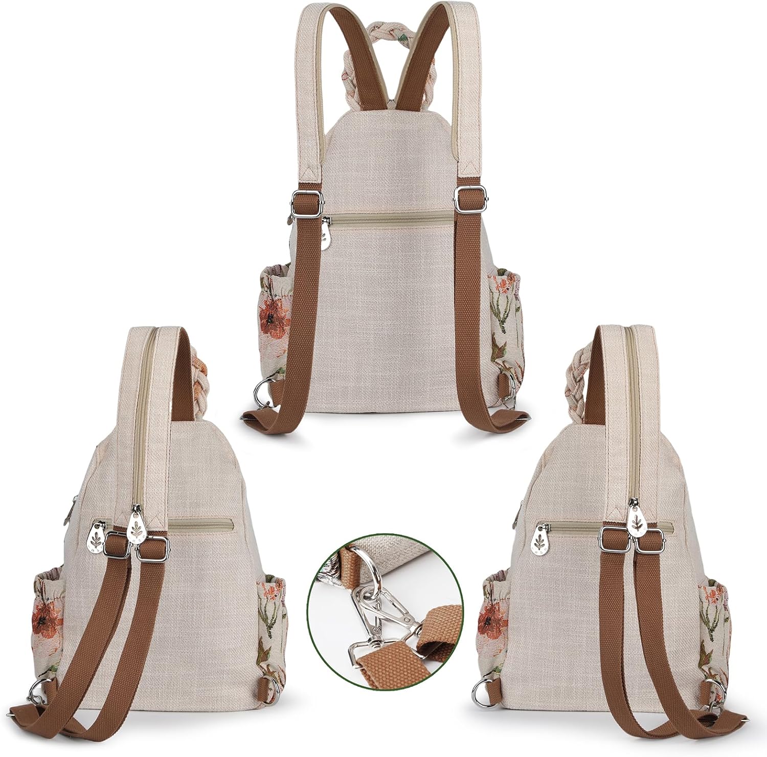 Umwandelbare Umhängetasche Für Mädchen, Handgefertigte Handtasche, Wunderschöner, Hochwertiger, Lässiger Tages-Mini-Rucksack Aus Segeltuch Für Frauen in Grün