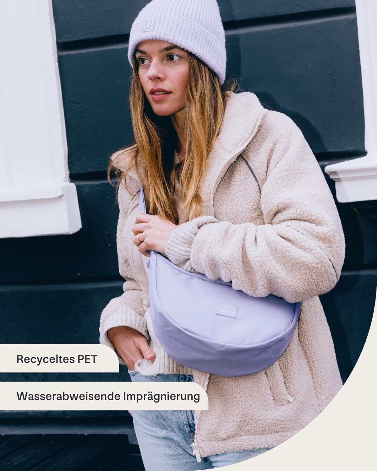 Johnny Urban Crossbody Bag Damen & Herren Beige - Ally Medium - Moon Bag Design - Umhängetasche Im Halbmond Stil - Halbrunde Tasche Mit Verstellbarem Gurt - Wasserabweisend