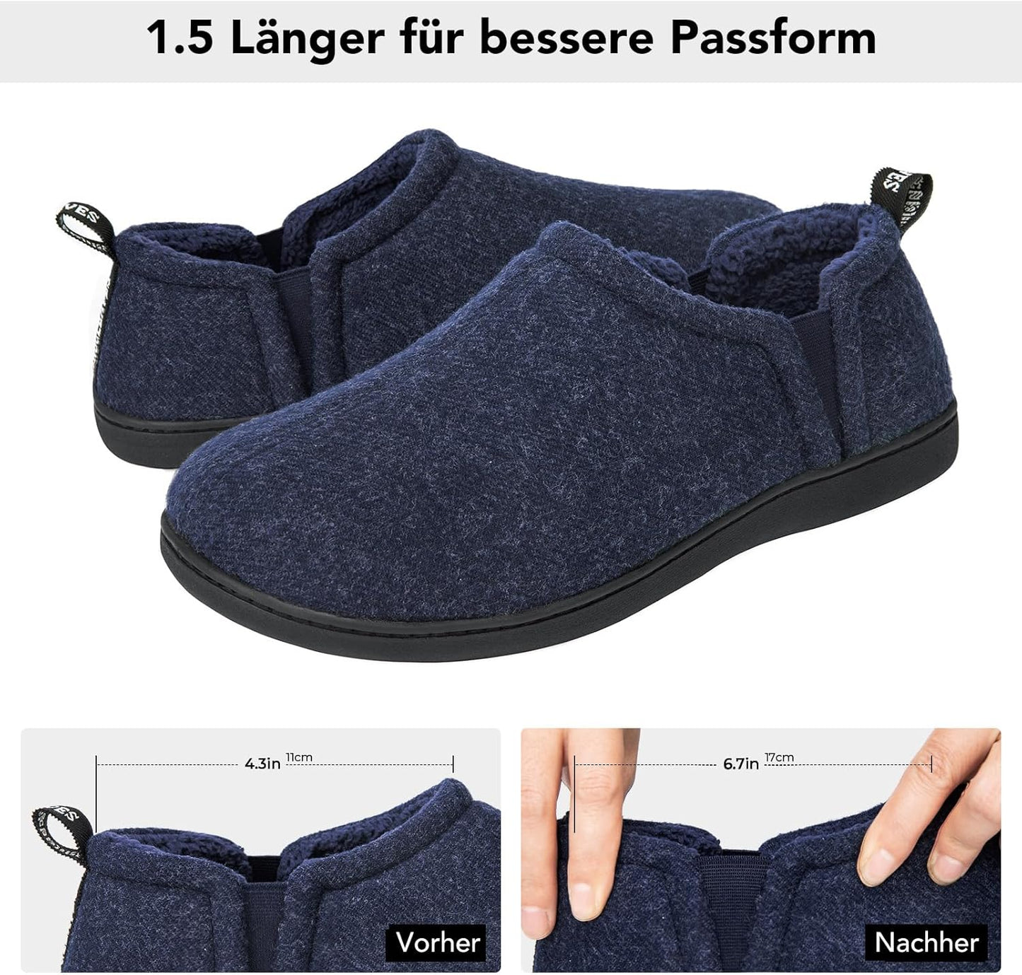 Snug Leaves Herren Fuzzy Kunstwolle Memory Foam Hausschuhe Anti-Rutsch Warm Kunst-Sherpa Hausschuhe Mit Doppelseitigen Elastischen Einsätzen