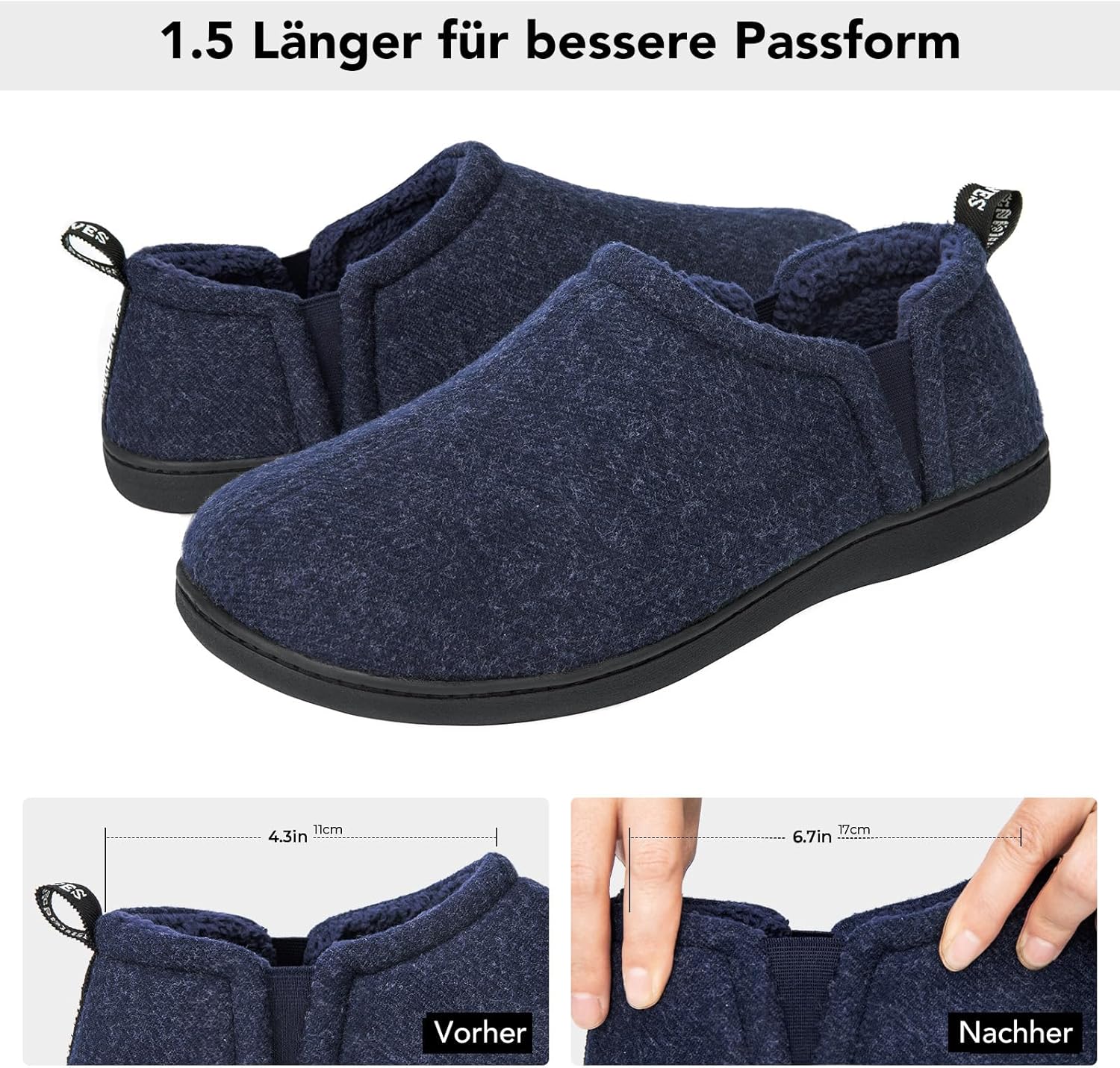 Snug Leaves Herren Fuzzy Kunstwolle Memory Foam Hausschuhe Anti-Rutsch Warm Kunst-Sherpa Hausschuhe Mit Doppelseitigen Elastischen Einsätzen