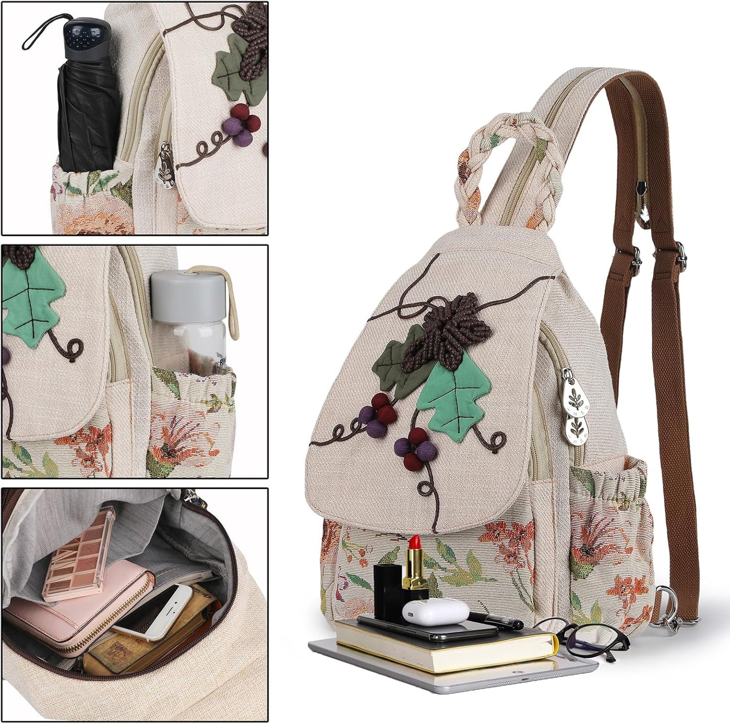 Umwandelbare Umhängetasche Für Mädchen, Handgefertigte Handtasche, Wunderschöner, Hochwertiger, Lässiger Tages-Mini-Rucksack Aus Segeltuch Für Frauen in Grün