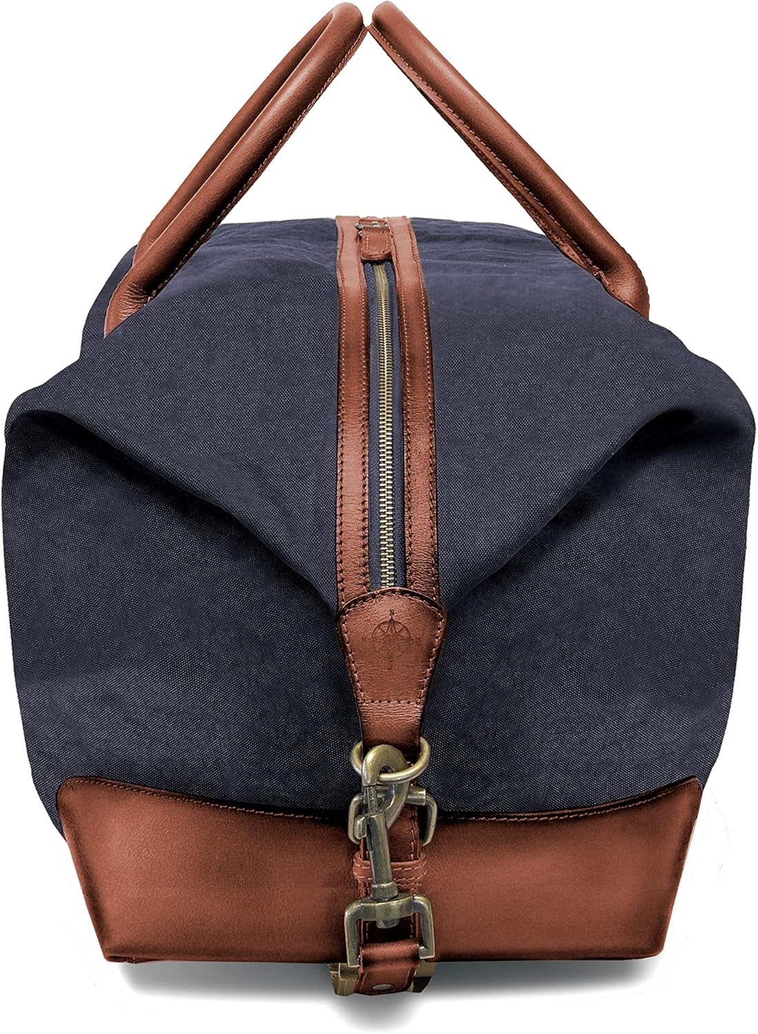 DRAKENSBERG Canvas Leder Weekender 'David' (55Cm) Reisetasche Herren Damen, Wasserabweisend, Erweiterbar | 45L, Marine-Blau, DR00156-M