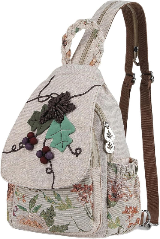 Umwandelbare Umhängetasche Für Mädchen, Handgefertigte Handtasche, Wunderschöner, Hochwertiger, Lässiger Tages-Mini-Rucksack Aus Segeltuch Für Frauen in Grün