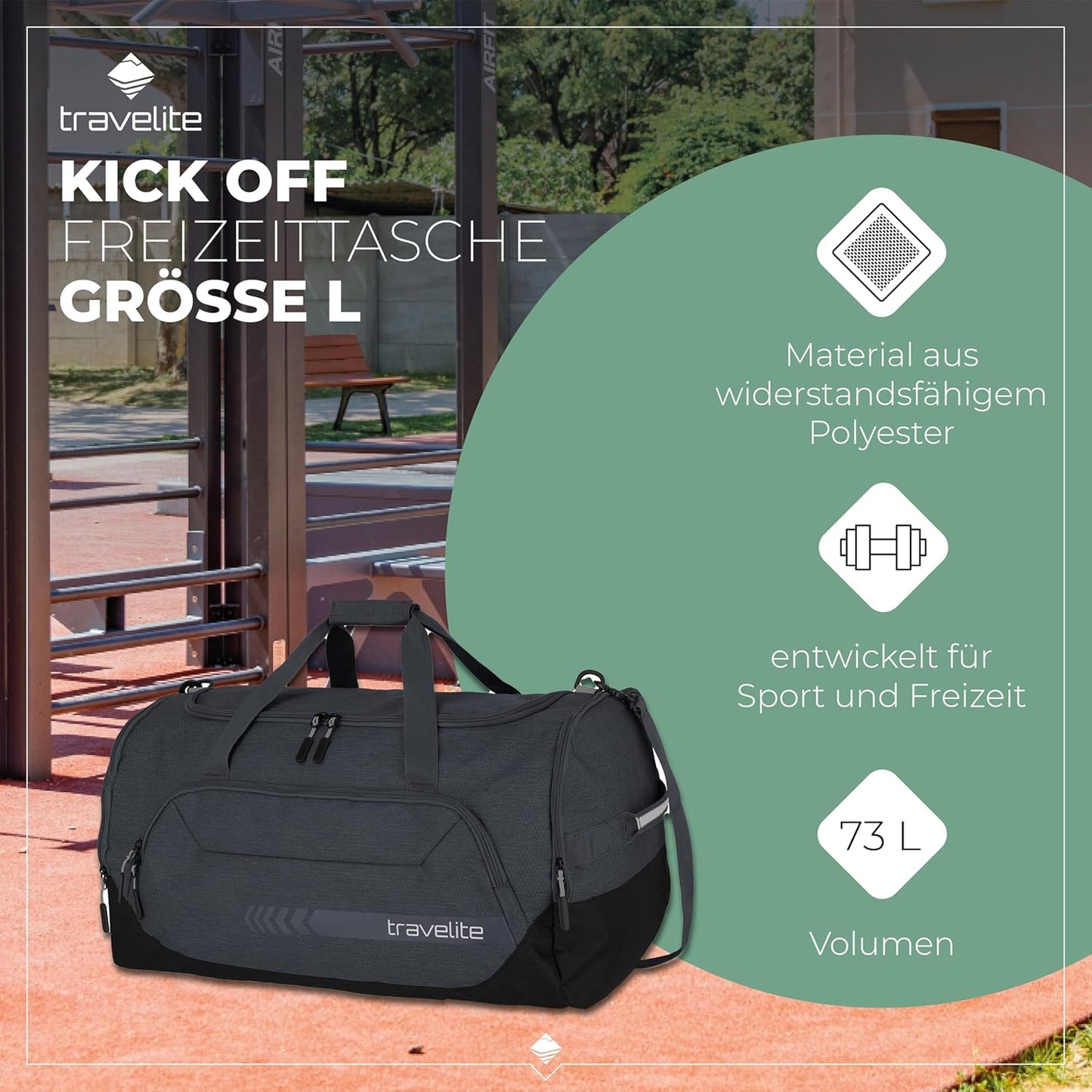 Travelite Reisetasche Groß, KICK OFF, Leichte Reisetasche Für Urlaub Und Sport, Schwimmbad, Klinikaufenthalt, 60 Cm, 73 Liter
