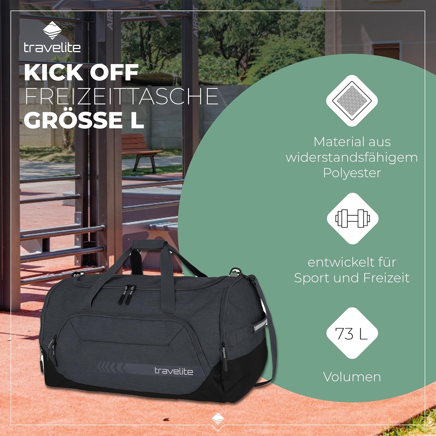 Travelite Reisetasche Groß, KICK OFF, Leichte Reisetasche Für Urlaub Und Sport, Schwimmbad, Klinikaufenthalt, 60 Cm, 73 Liter