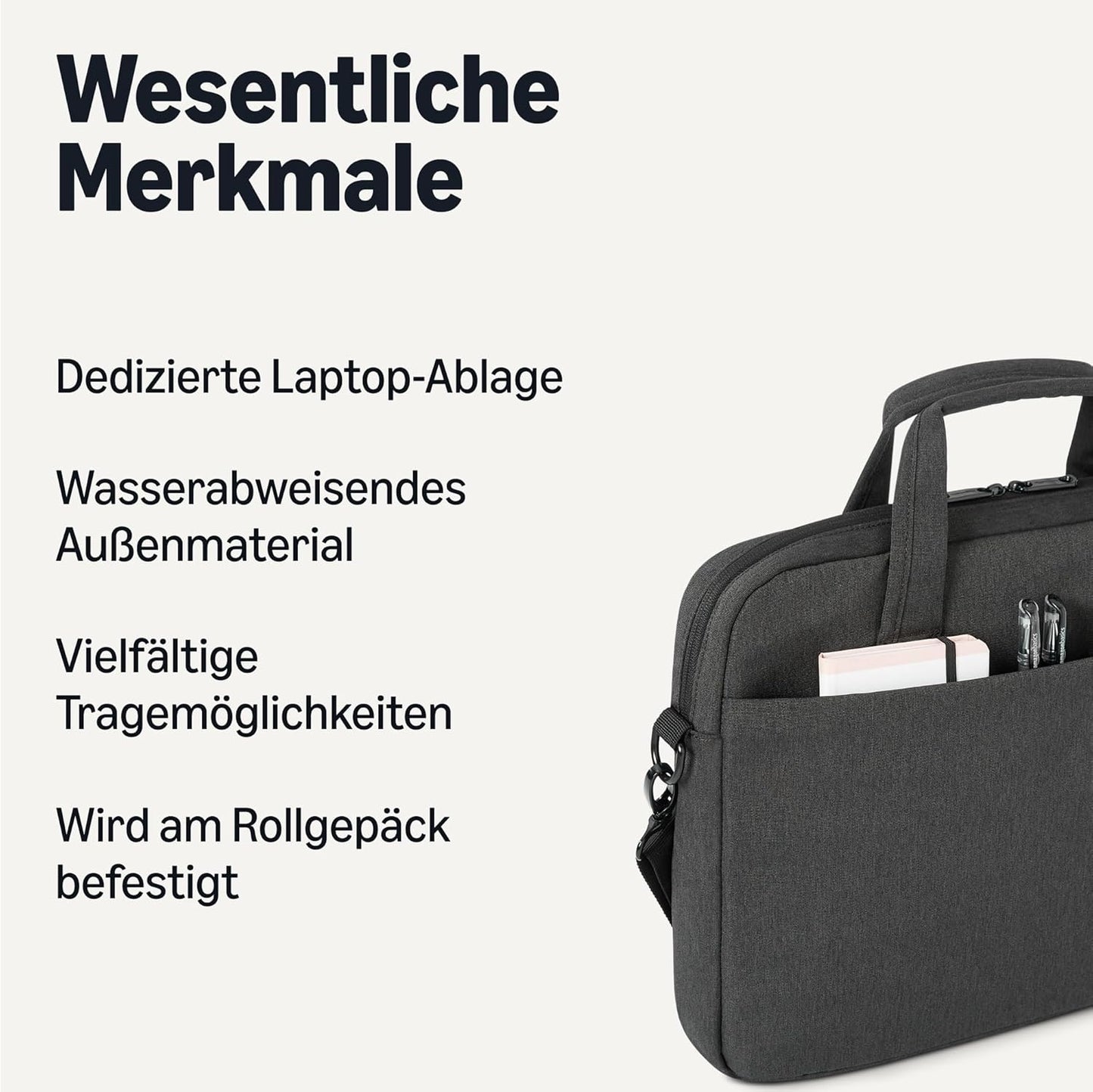 Amazon Basics 15.6-Zoll-Laptoptasche Für Damen Und Herren, Umhängetasche Für Computer Und Tablet, Schwarz
