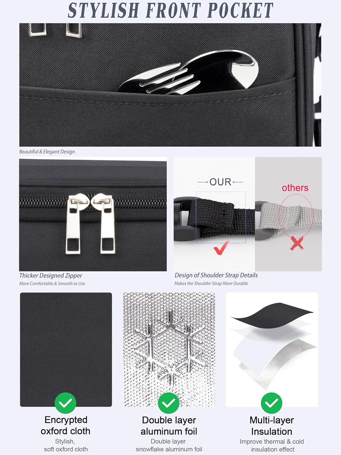 BALIGO Kühltasche 9L, Lunchbox Tasche, Lunchtasche Isoliert, Faltbar Kleine Kühltasche, Lunchbag, Lunch Tasche, Tragbar Lunchbox Tasche Arbeit Reisen Büro Picknick