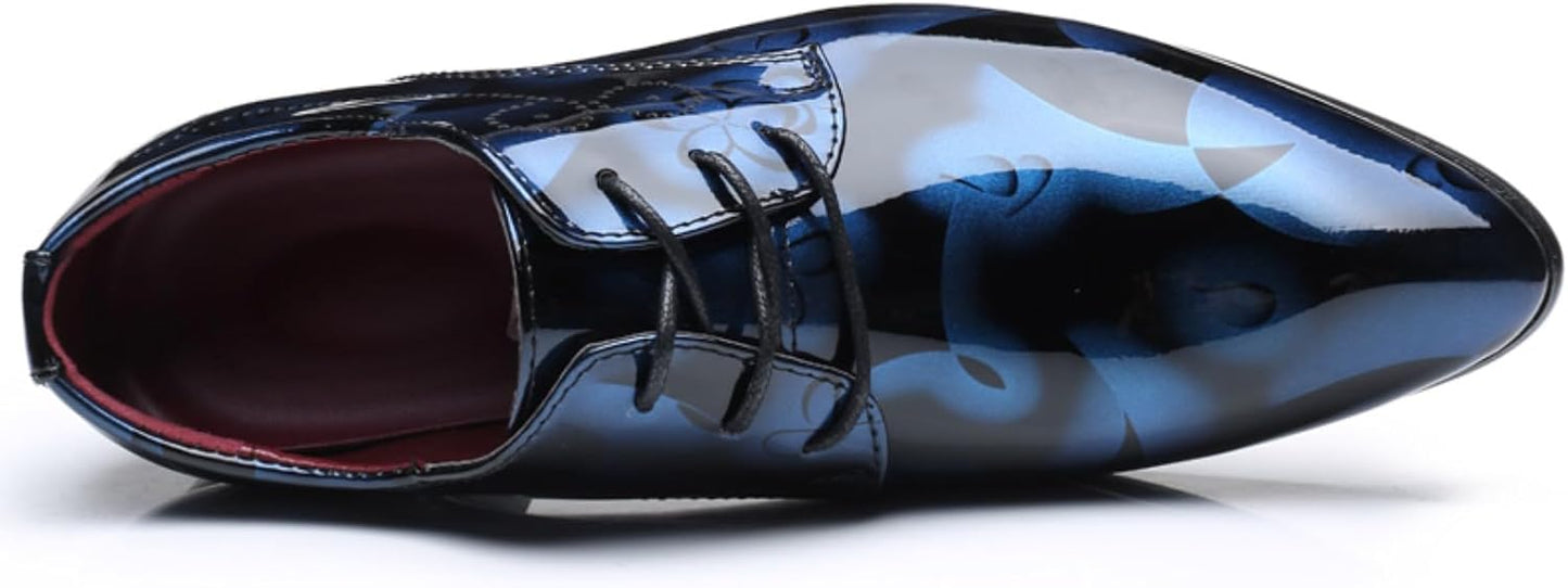 Anzugschuhe Herren Oxford Derby Schuhe Brogues Lederschuhe Hochzeitsschuhe Schnürhalbschuhe Klassischer Business Schnürschuh Blau Gold Grau Rot Schwarz Braun Khaki 37-48