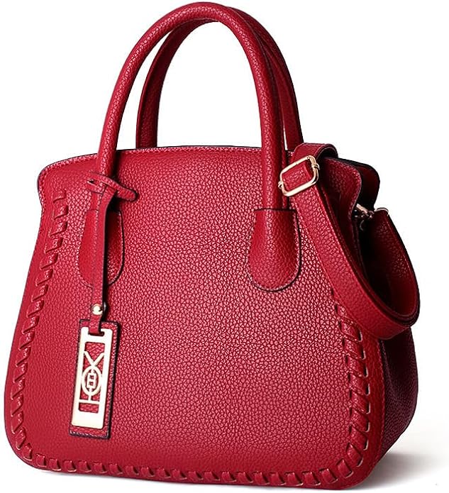 Little Angel Elegante Damen Handtasche Mit Schulterriemen – Modische Henkeltasche Mit Struktur Und Ziernaht – Frauen Tasche Damen Leder Handtasche Mode Umhängetasche