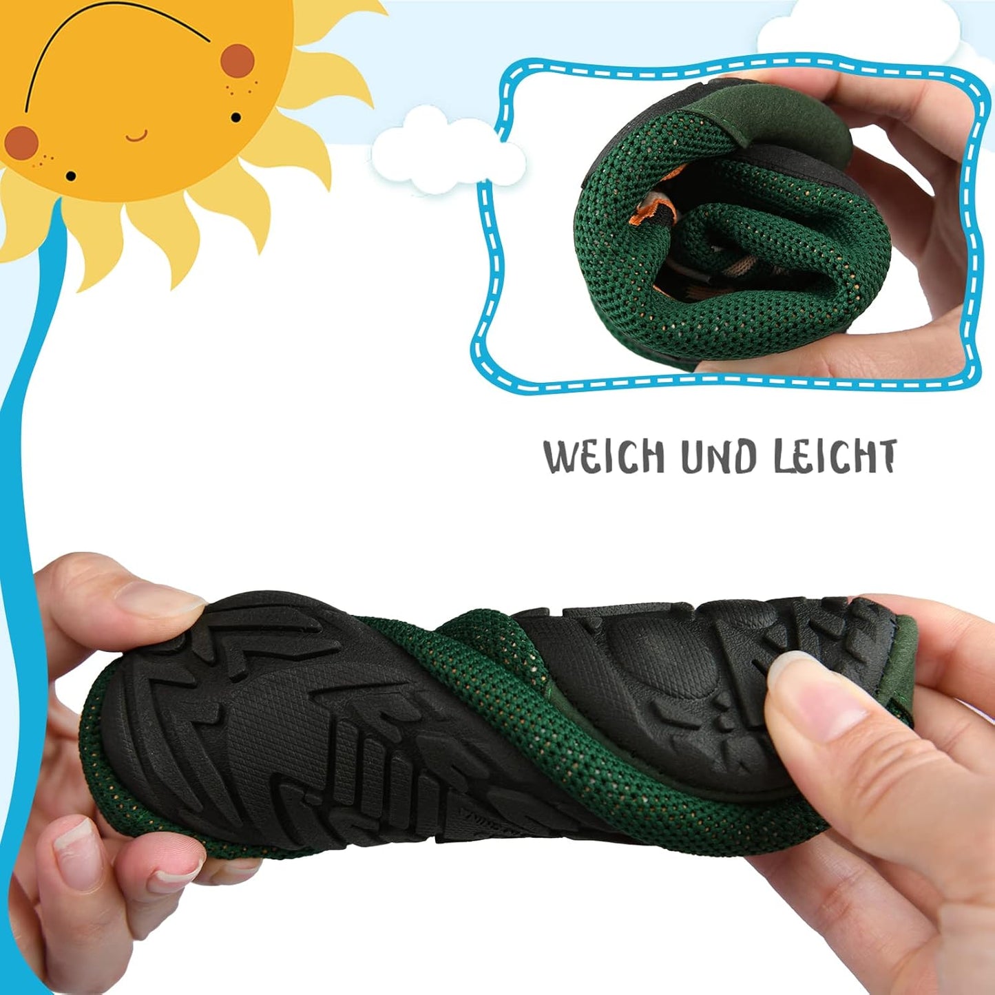Kyopp Hausschuhe Kinder Mädchen Barfussschuhe Kindergarten Slippers Jungen Rutschfest Pantoffeln Für Atmungsaktive Weich Lauflernschuhe Kleinkinder Schuhe